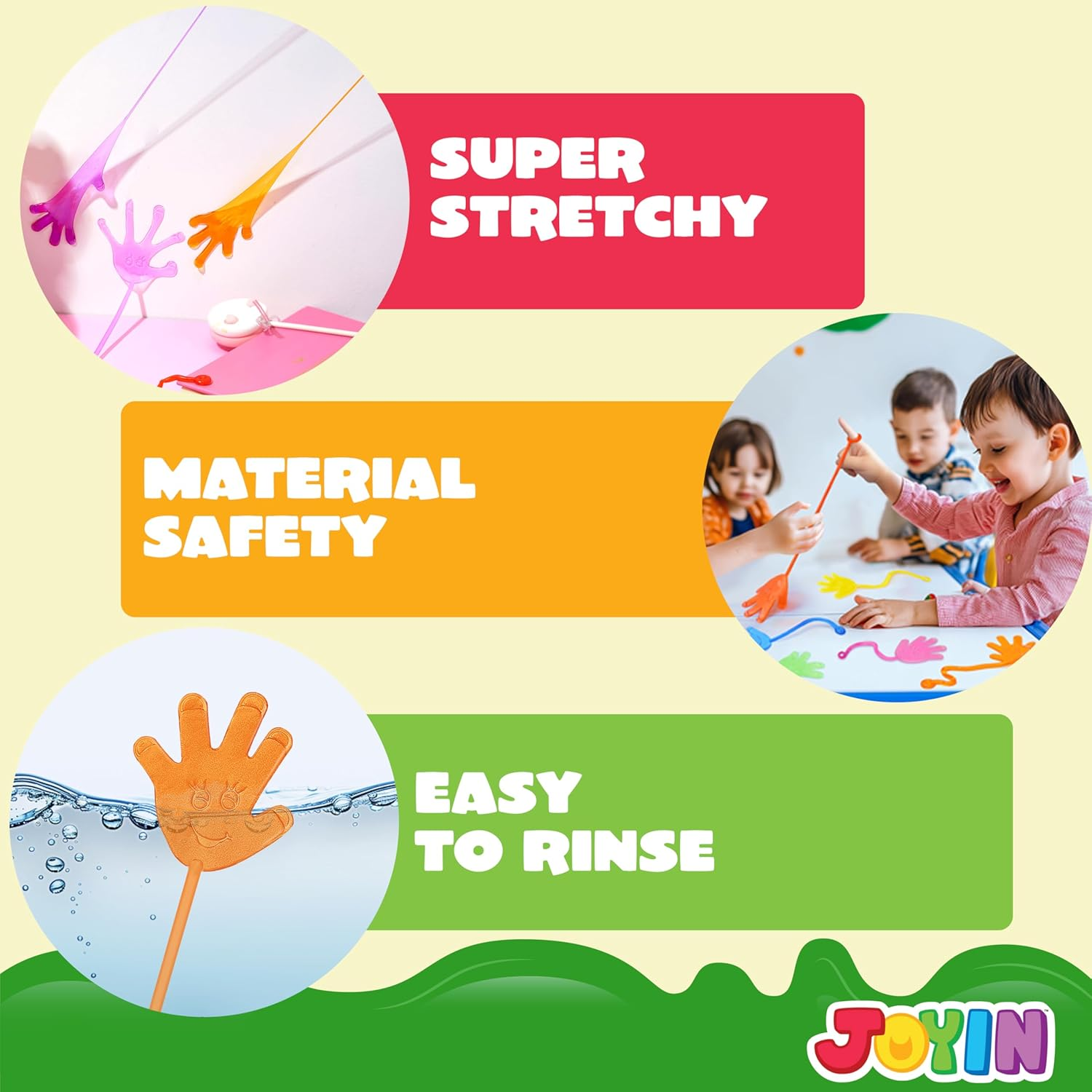 JOYIN Large 24Pcs Glitter Sticky Hands Party Favors, Party Table Favors Set for Kids, Holiday Traditions, Classroom Treasure Box Carnival Prizes Bulk Pinata Stuff Toys image number 2