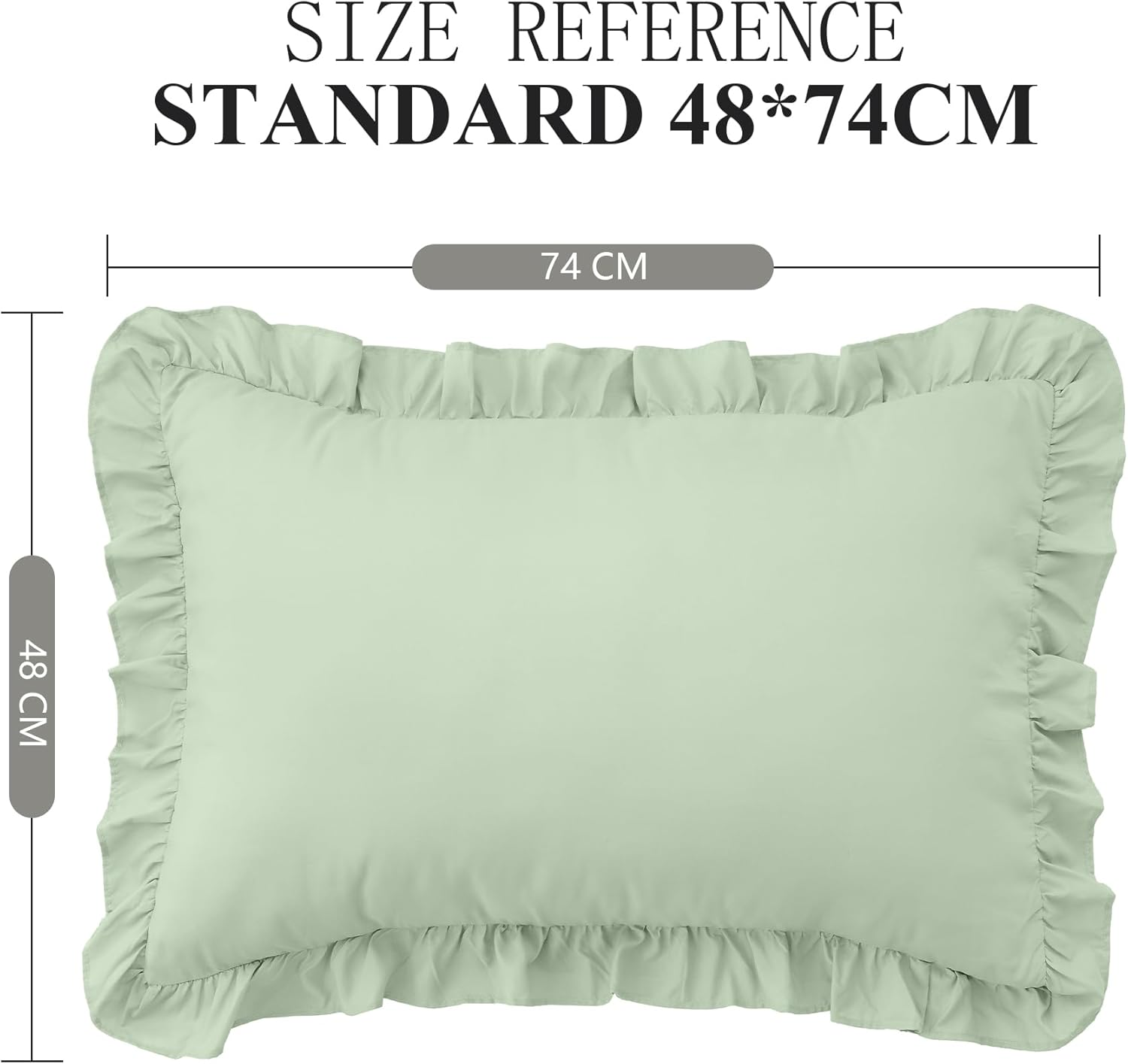 LINENOVA Ruffled Pillow Cases Set of 2 - Standard Size 48X74Cm - Ultra Soft Microfiber 2000TC Pillowcase - Pillow Cover with Envelope Closure - Sage Green image number 2