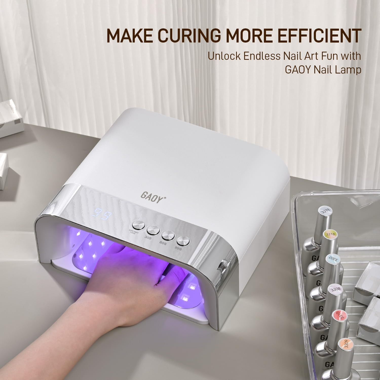 GAOY Professional UV Nail Lamp, Big Cavity Design for Long Nails, 36 LED Fast Curing Light with Infrared Sensor for Salon Gel and Acrylic Polish image number 2