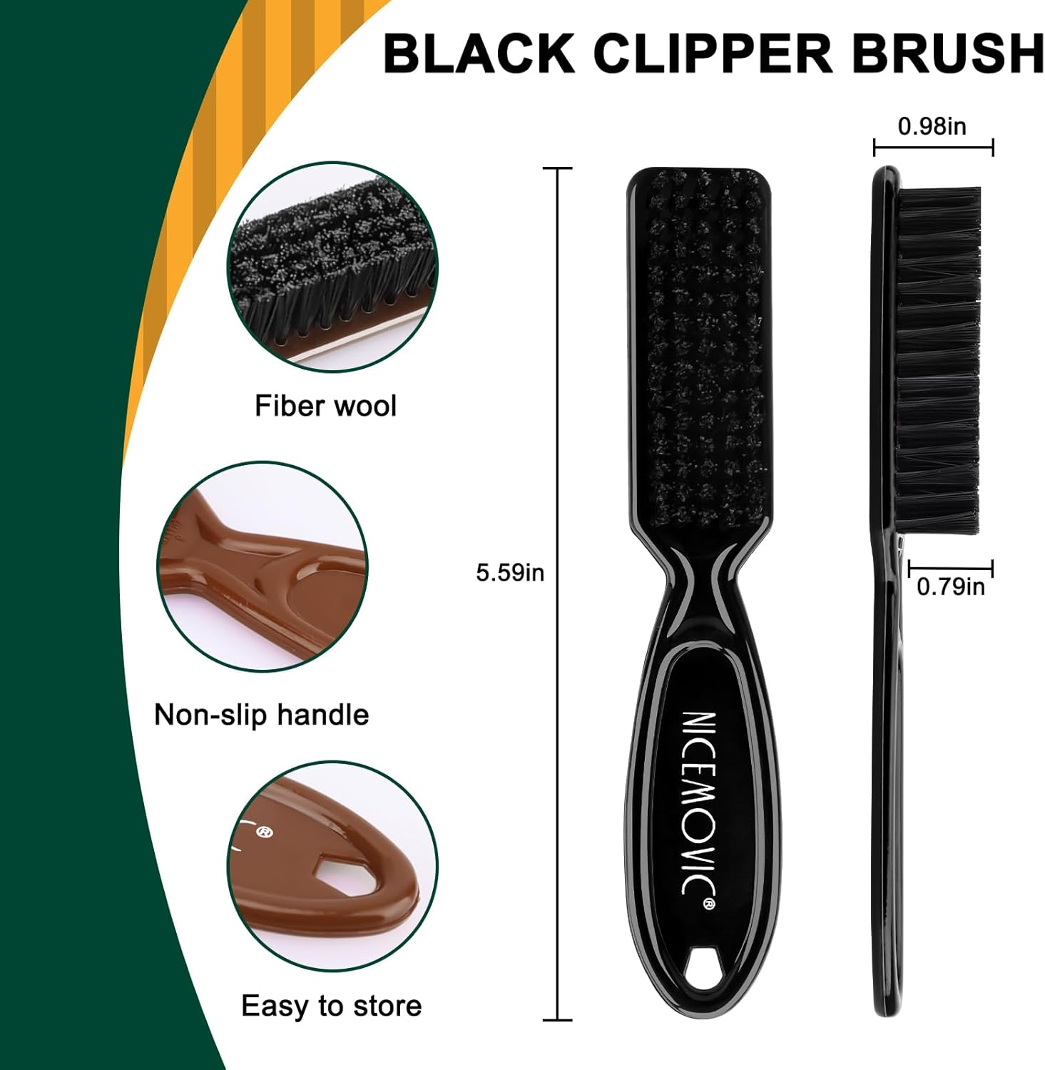 NICEMOVIC 10 Pcs Barber Clipper Cleaning Brush, Barber Accessories Cleaning Supplies, Blade Trimmer Cleaning Mini Brush Bulk Set Duster Manicure Nylon Brush Hair Styling Brush Tool (Black&Brown) image number 5