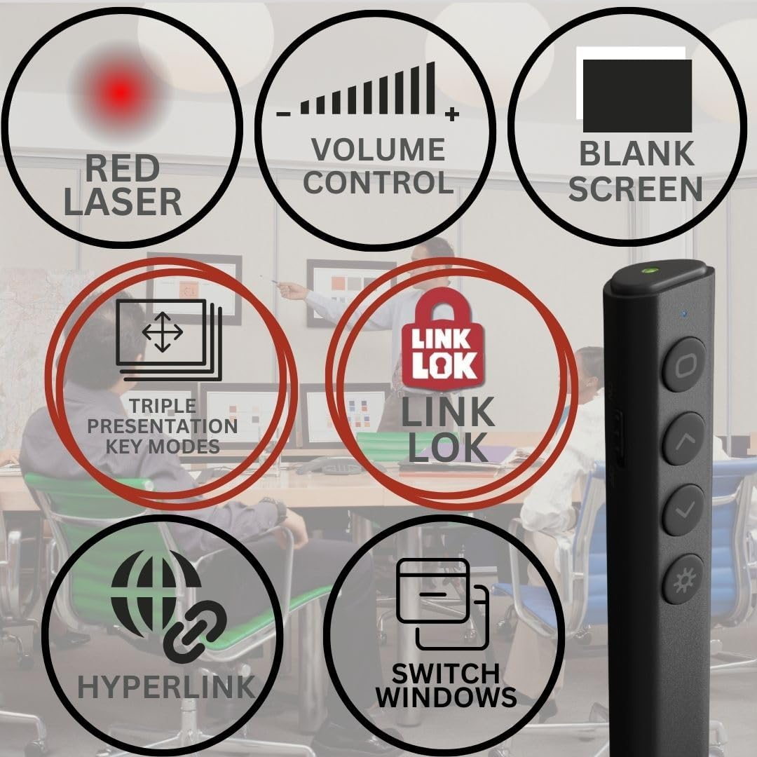 Red Star Tec PR-819V Presentation Clicker- Wireless Presenter Powerpoint Clicker with Red Laser Pointer for Presentations, Suitable for School and Business Use image number 6
