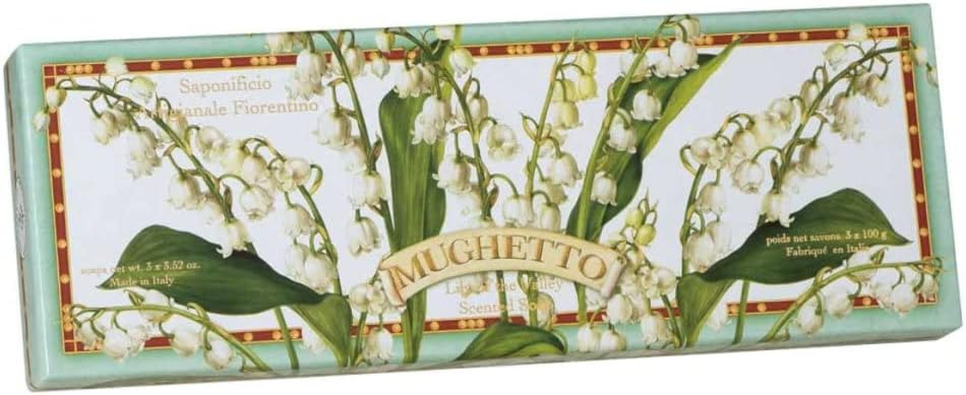 Saponificio Artigianale Fiorentino Lily of the Valley round Sculpted Soap Set, 300 Grams image number 1