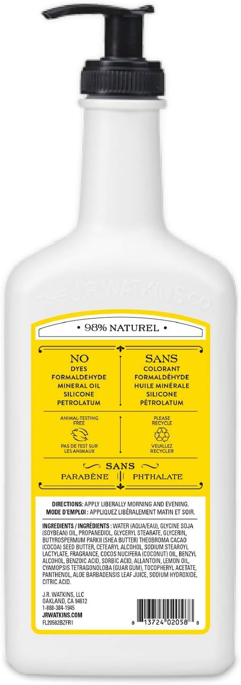 J.R. Watkins Daily Moisturizing Lotion (Lemon Cream) - 18 Ounces image number 1