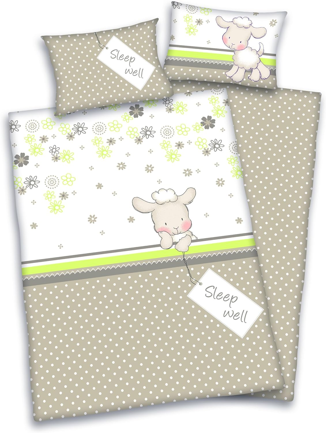 Herding Baby Best Toddler Bedding Set, Reversible Motif Lara Sheep, Duvet Cover 100 X 135 Cm, Pillow Case 40 X 60 Cm, Cotton/Renforc&eacute;