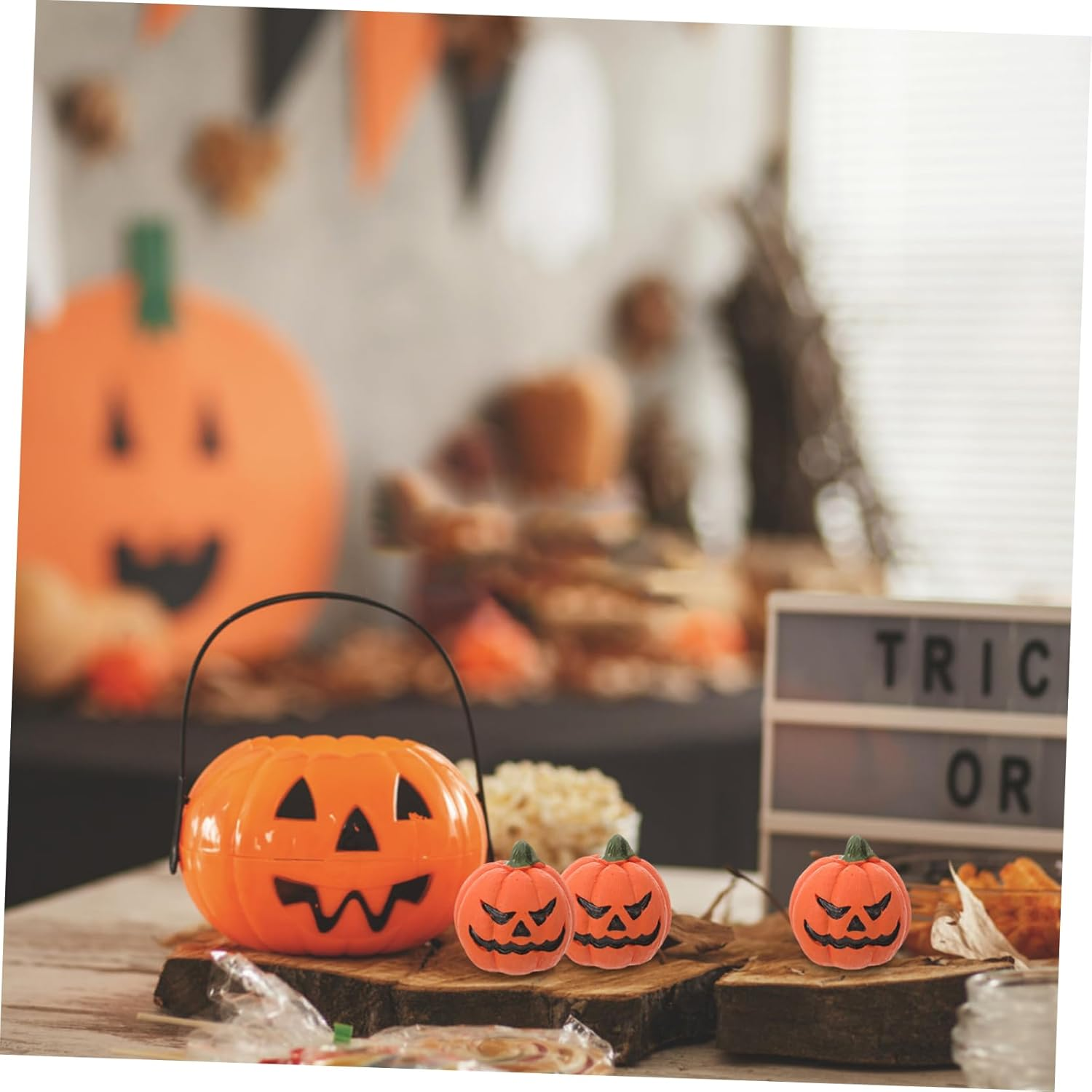 Yardwe 6Pcs Fish Tank Decoration Miniature Halloween Pumpkin Ornament Halloween Pumpkin Decor Desktop Adornment Halloween Miniatures Miniature Halloween Ornament Halloween Party Favors image number 1