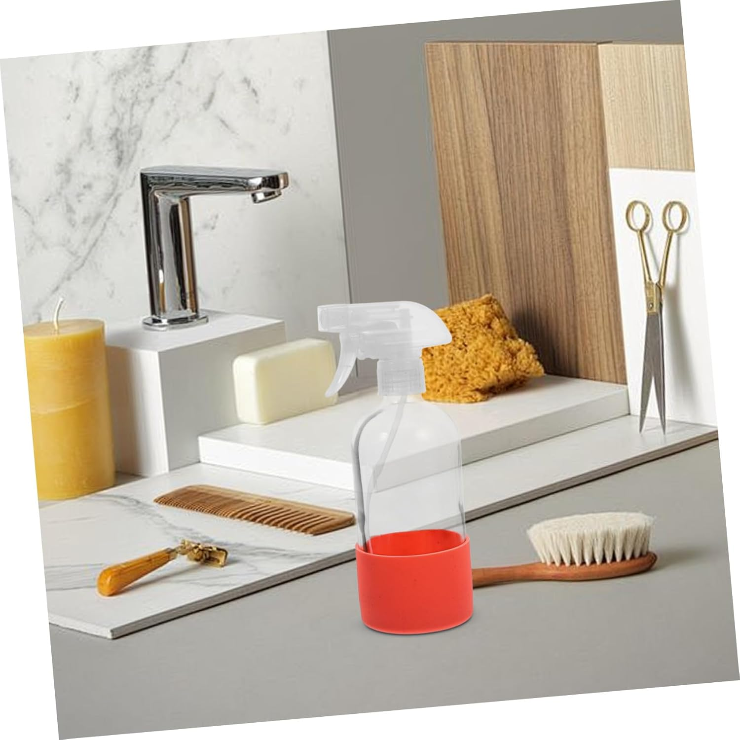 COMPUKAS Glass Spray Bottle with Silicone Sleeve 500Ml Refillable Reusable Spray Bottle for Gardening Cleaning and Essential Oils Misting image number 3