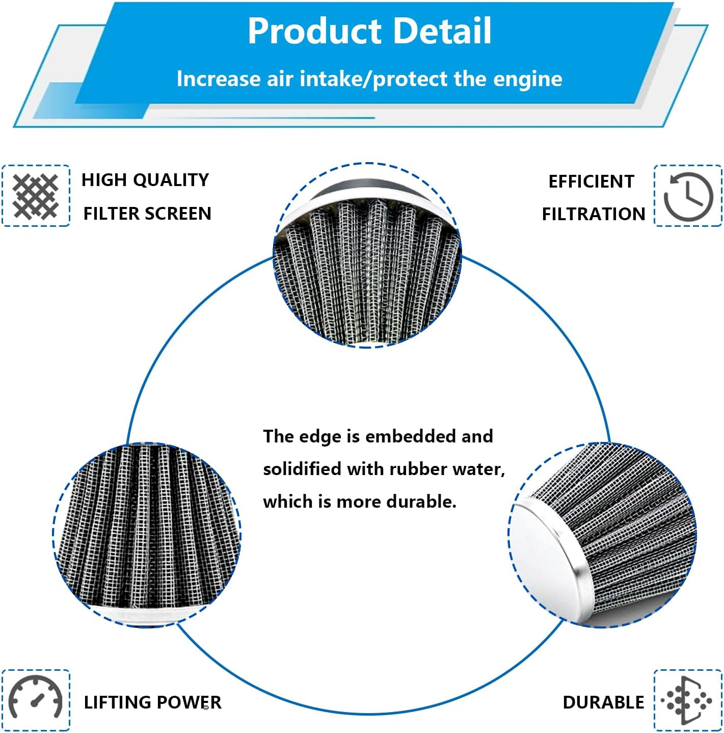 Smseace 2Pcs 54Mm Motorcycle Air Filter with 2Pcs 3/16" Fuel Filter Replace for 70Cc 100Cc 110Cc 125Cc 150Cc 200Cc Moped Scooter ATV Dirt Bike Motorcycle image number 5