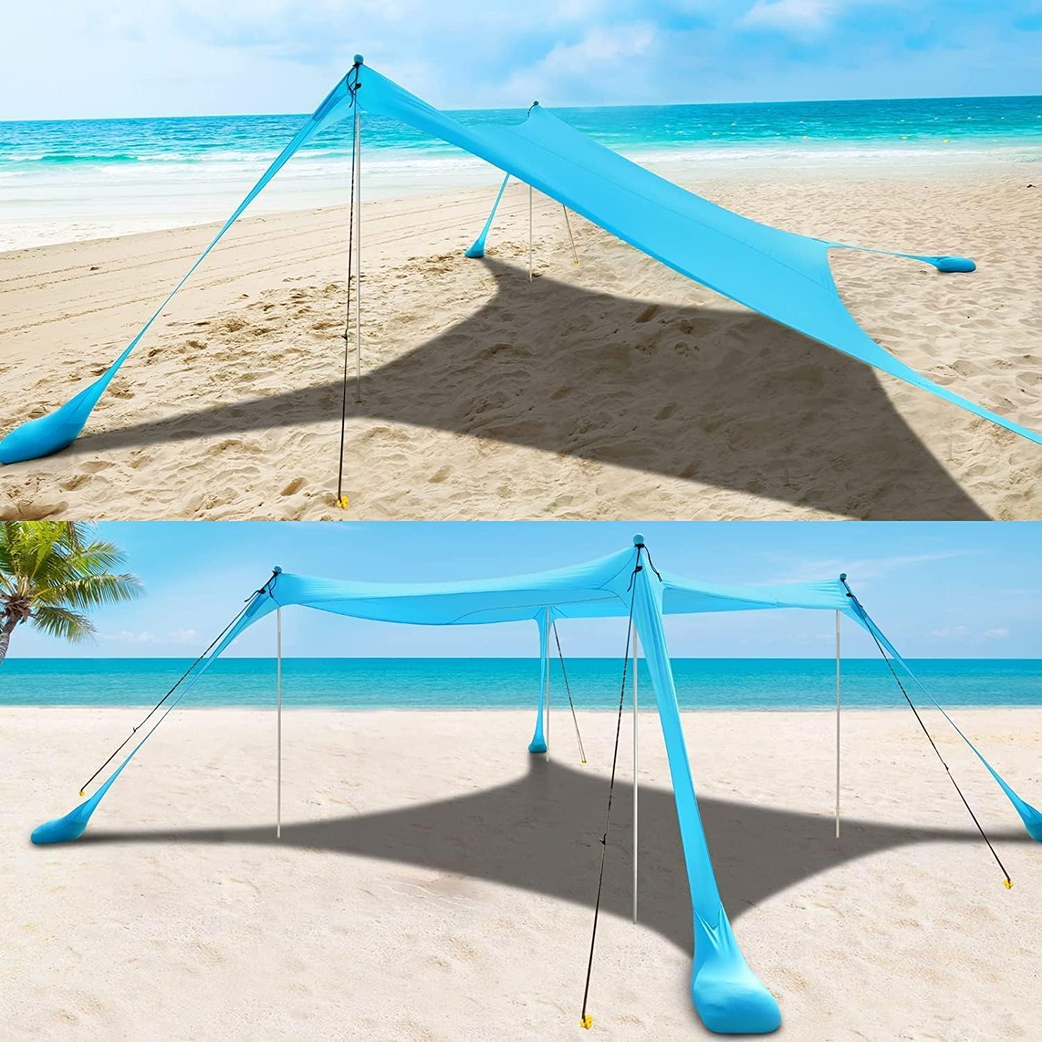 Beach Tent, Camping Sun Shelter with UPF50+ Protection, Sand Shovels, Ground Pegs and 4 Stability Poles, Outdoor Pop up Beach Shade Canopy,Camping Trips, Fishing or Picnics (300 * 300 * 200Cm) image number 2