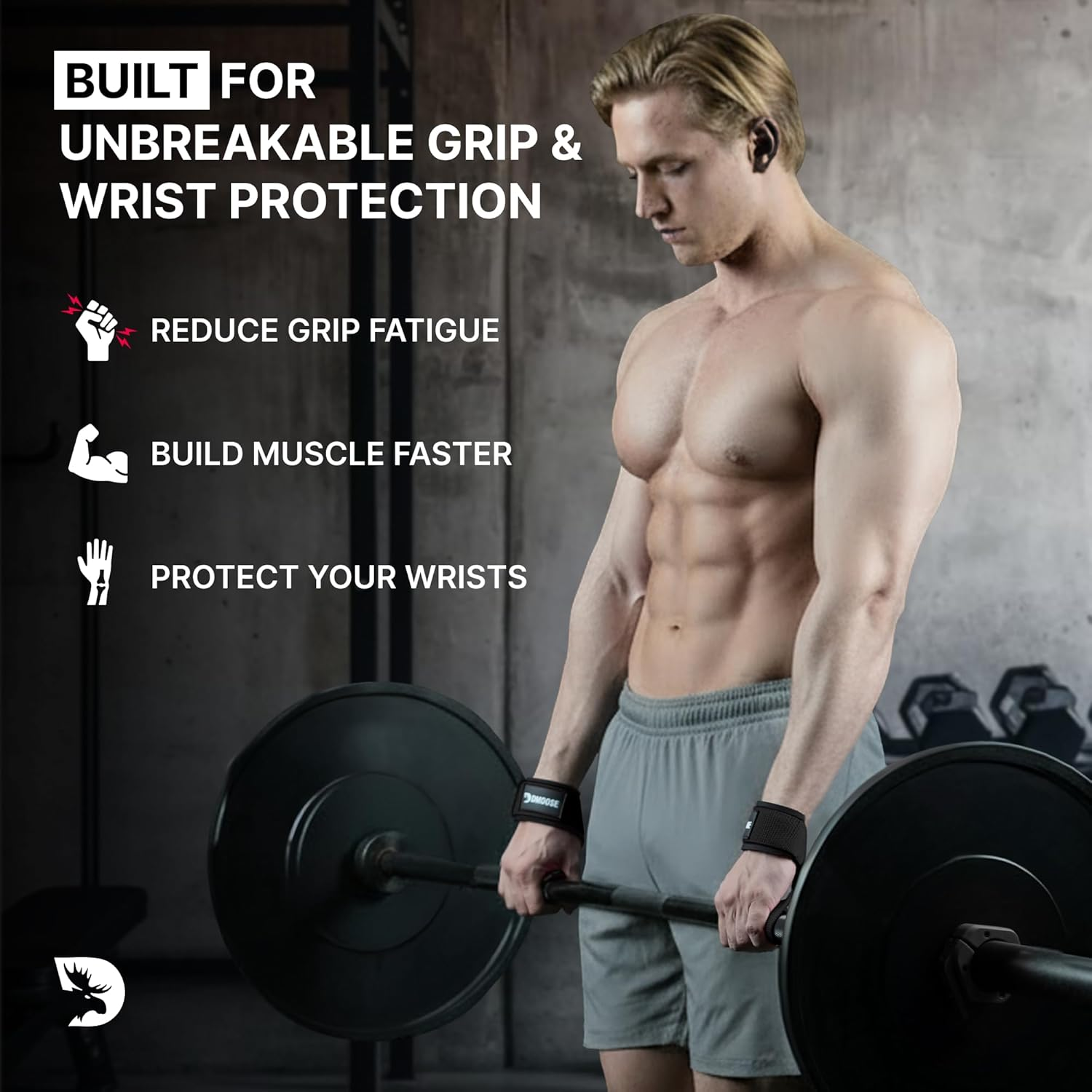 Dmoose Fitness Lifting Straps 24" (Pair) - 5Mm Padded Durable Wrist Straps for Weightlifting & Powerlifting - Cotton Lifting Strap with Silicone Grip for Men & Women - Deadlift Strap for Gym Workout - .Bombshell image number 2