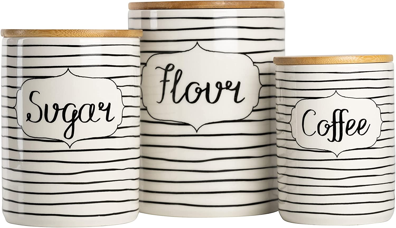 10 Strawberry Street Kitchen Canister, 3 Piece Set, Hampton White