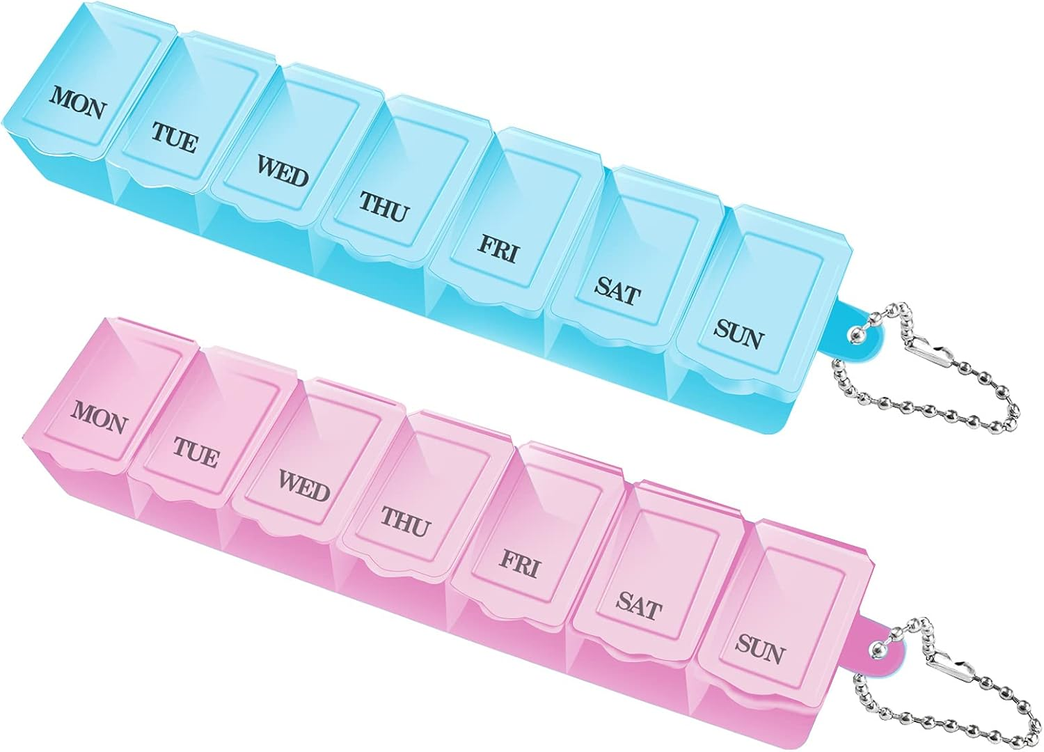 2 PCS Weekly Pill Organizer 7 Day Pill Box Organizer Medicine Box Tablet Dispenser Organiser Storage Case Portable Travel Pill Box Travel Medicine Organizer for Vitamin Fish Oil Supplements Medication image number 4