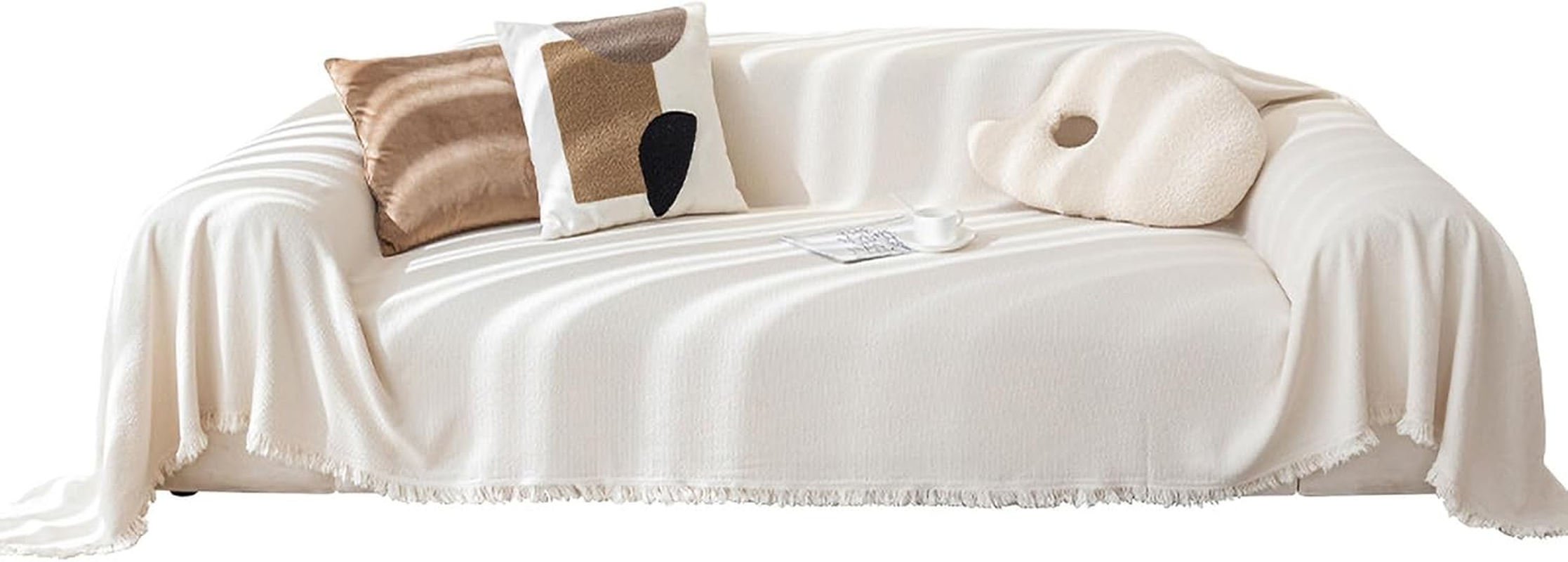 Couch Cover Blanket, L Shaped Sofa Cover, Sectional Couch Covers, Dogs Cat Pet Furniture Protector, Water Resistant (Cream, 180X180Cm/71X71) image number 3