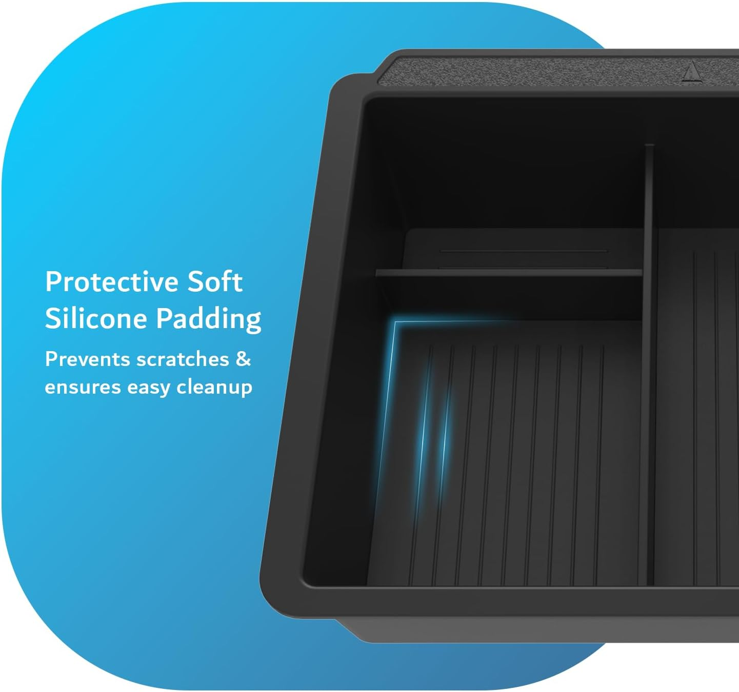 TUDIA Center Console Organizer Tray Designed for Tesla Model 3 2025/2024 (Highland) & Model Y 2025/2026 (Juniper) - [NOT Compatible with Model 3 2021-2023] Slide Storage with Silicone Lining (Black) image number 2