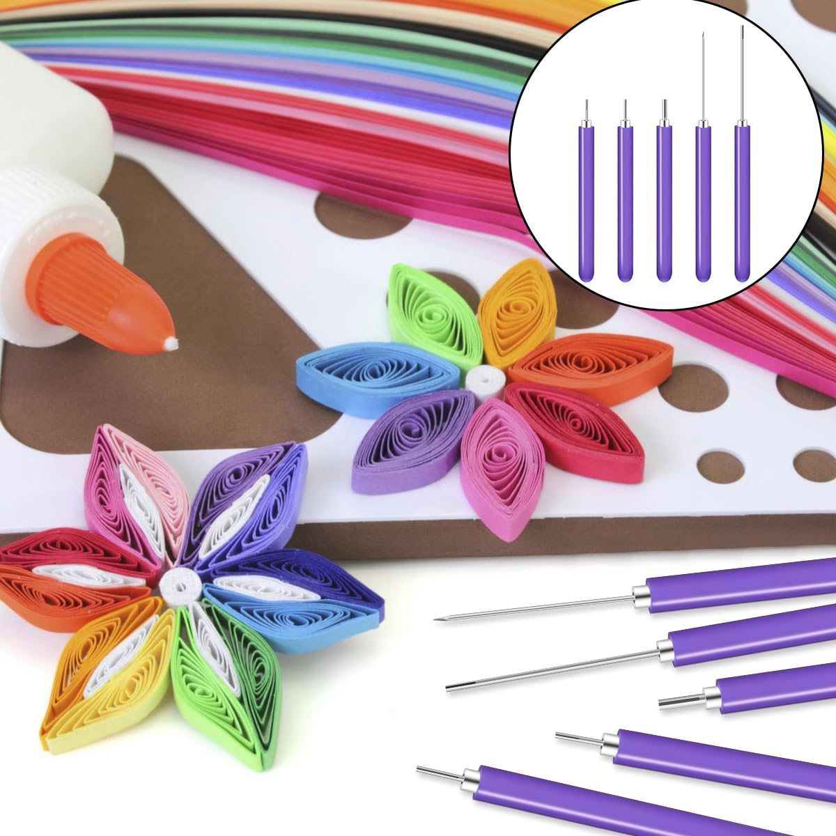 WELANE Paper Quilling Tools Slotted Kit, 5 PCS Paper Craft Quilling Tool Kit for Art Craft, DIY Paper Card Making (5 Kinds) image number 5