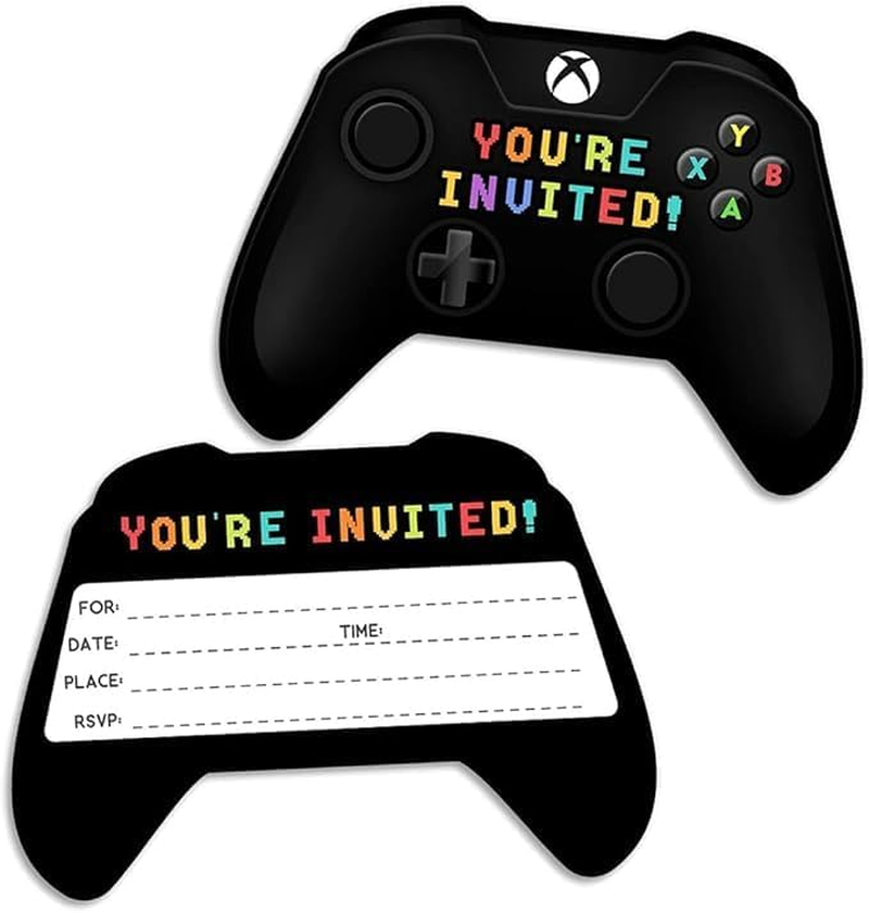 Birthday Party Invitation Card, 30 Pack Video Game Birthday Party Invitations Cards with Envelopes Stickers, Party Celebration Invitations for Kids Children Girls Boys image number 5