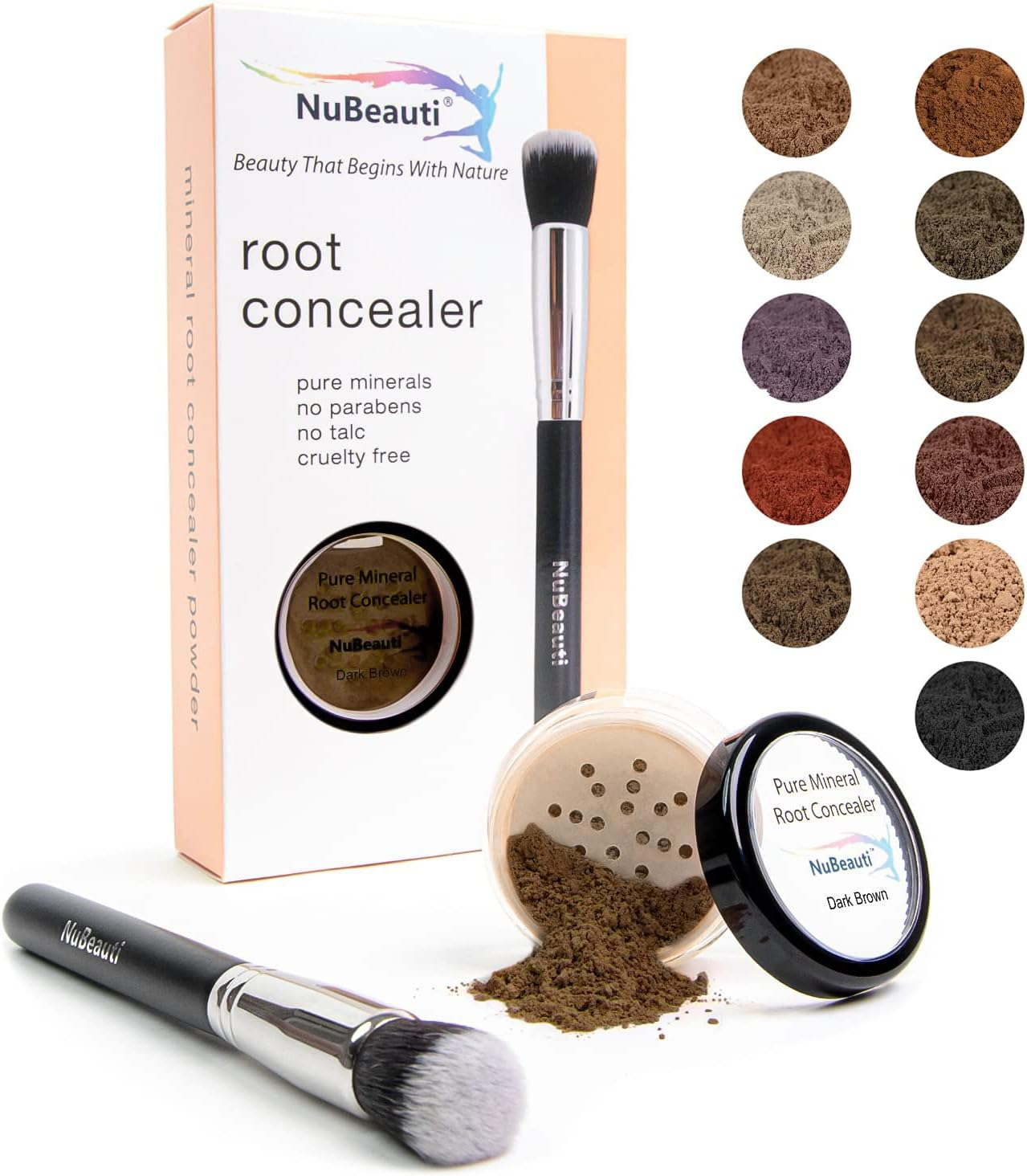 Root Concealer Touch up Powder | All-Natural Crushed Minerals with Brush | Fast and Easy Total Gray Hair Cover up for Black | Brown | Auburn and Blonde Hair .32 Ounce (Dark Brown) image number 3