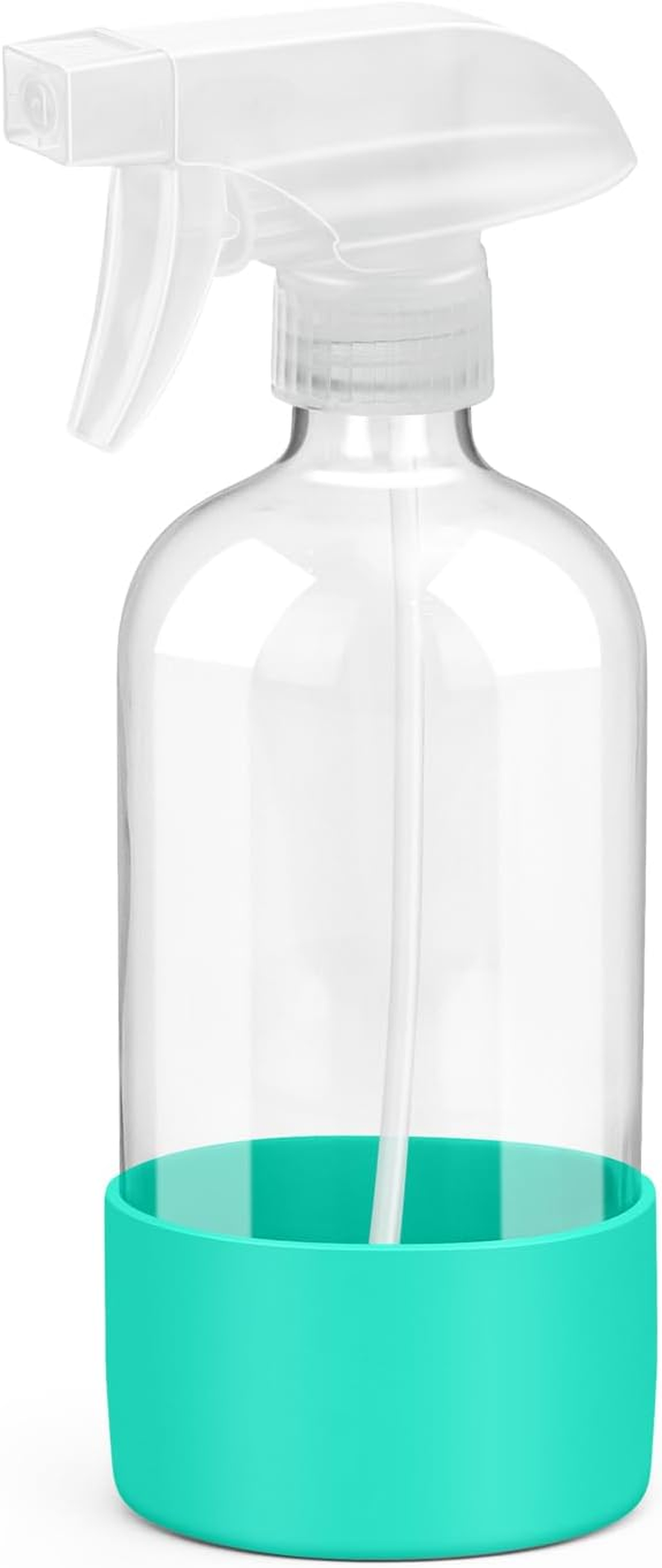 Roinisor Glass Spray Bottles with Silicone Sleeve Protection, Empty 16OZ Reusable Spray Bottles, Refillable Containers with Spray Nozzles for Cleaning Solutions, Plants and Essential Oils 1 Pack White