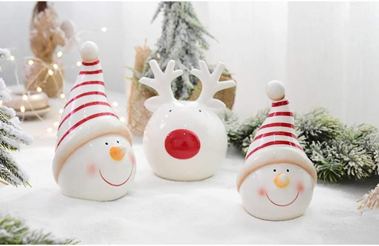 Porcelain Christmas Reindeer Figurine, Animal Reindeer Decor Deer Statues Sculpture Christmas Tabletop Decoration Ornaments for Cabinet Mantel Shelves Fireplace Home D&eacute;cor Accents Figurines image number 2