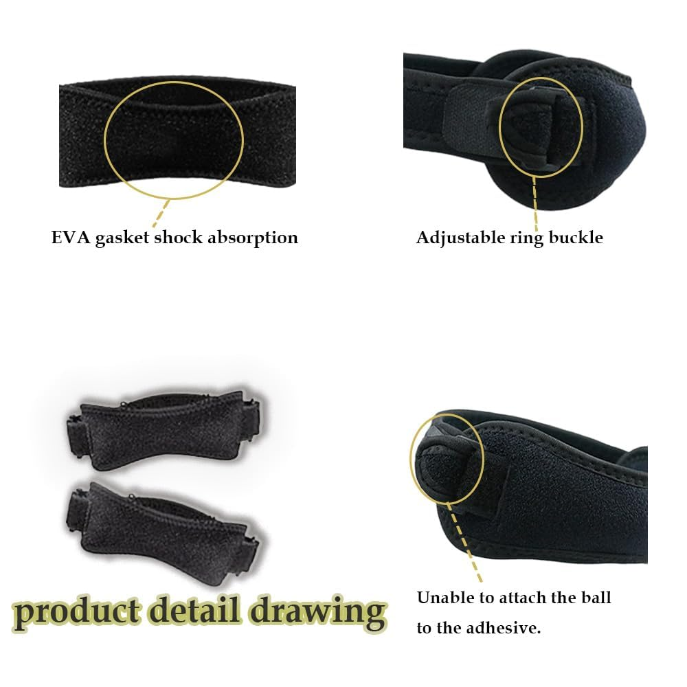 2 Piece Patella Knee Strap, Adjustable Knee Brace for Pain Relief, Tendonitis & Jumper&rsquo;S Knee, Support for Running, Basketball, Hiking, Tennis, Volleyball & Squats, Patellar Tendon Stabilizer Band (Black)