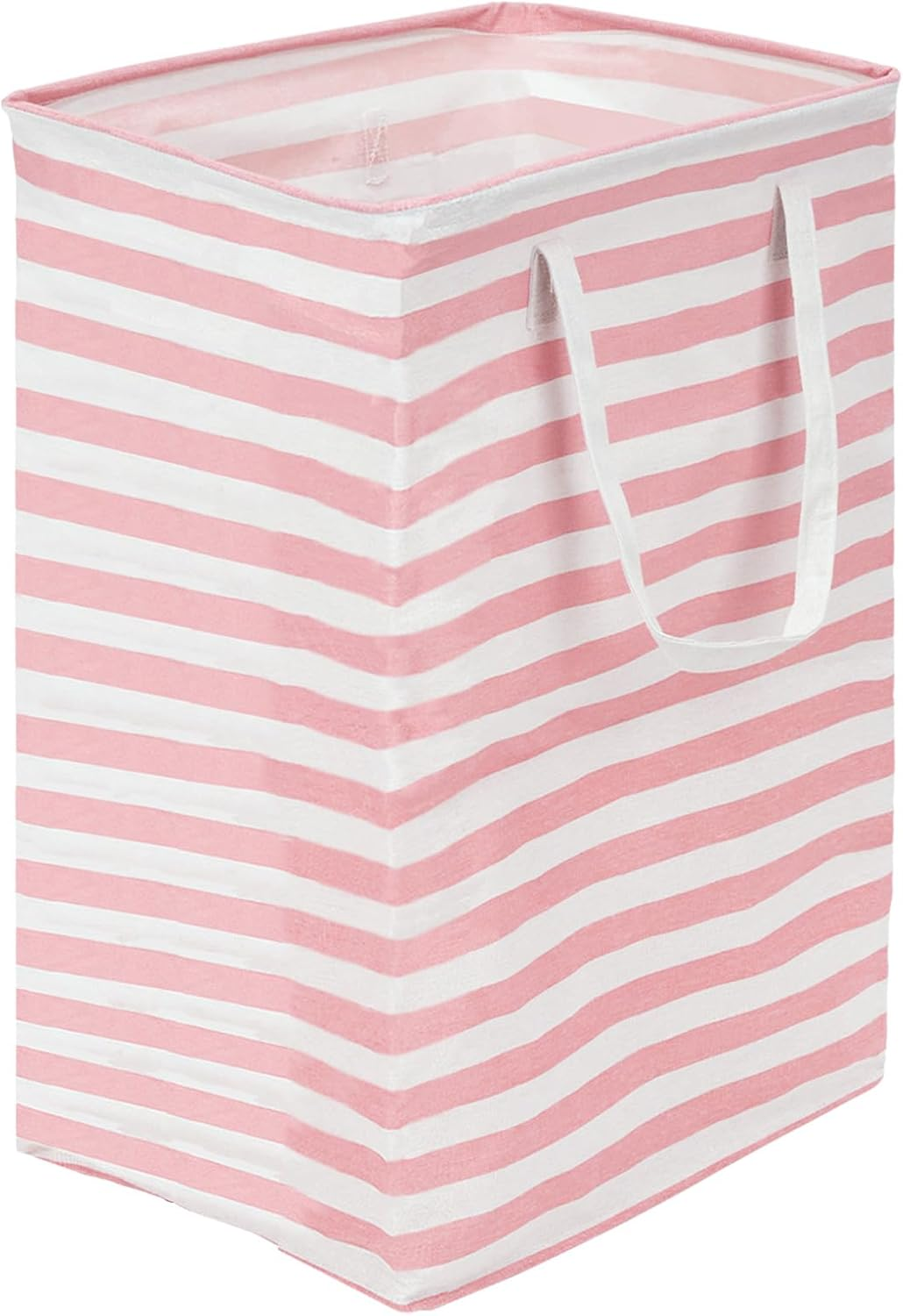 Glarks 1 Pack 75L Large Laundry Basket, Waterproof Laundry Hamper with Long Reinforced Handles, Collapsible Freestanding Clothes Hamper for Bedroom, Bathroom, Dorm(Pink Stripe) image number 3