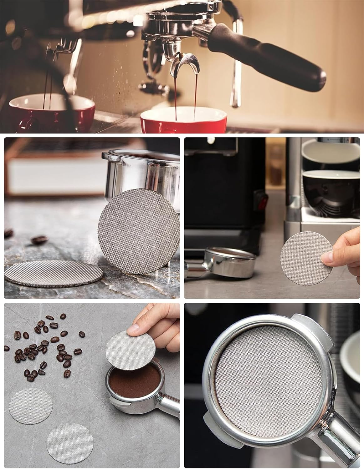 2 PCS Espresso Puck Screen, 53.5Mm Puck Screen, Resuable 1.7Mm Thickness Espresso Filter Mesh, Stainless Steel Professional Barista Coffee Filter Mesh Plate for Espresso Portafilter Filter Basket image number 6