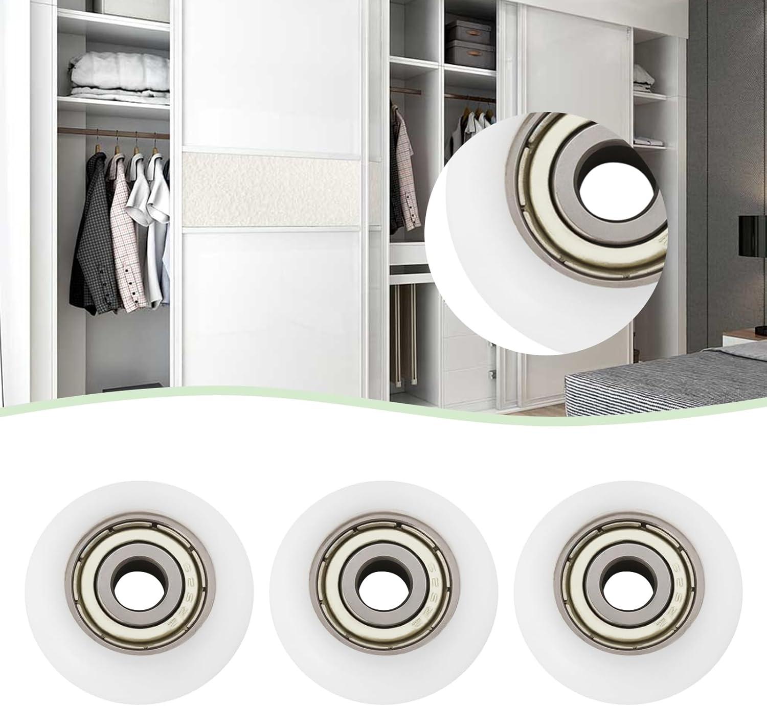 Create Idea 10Pcs Nylon Carbon Steel Pulley Wheels Ball Bearing Guide Roller for Furniture Hardware Accessories Sliding Doors Glass Sliding Doors (5X23X7Mm) image number 1