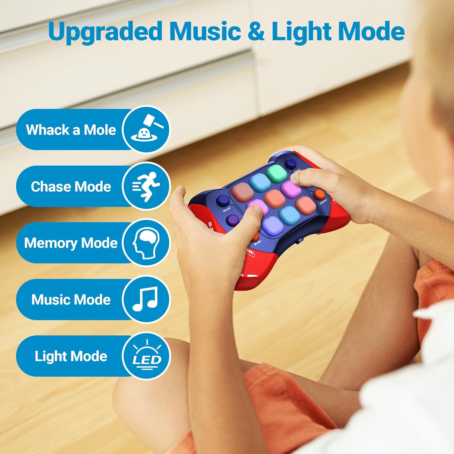 Upgraded Fast Press Push Pop Game Fidget Toys - Handheld Game Console with 5 Modes, Quick Push Button Stress Toy, Electronic Toys, Ideal Birthday Gifts STEM Toys for Boys Girls image number 3