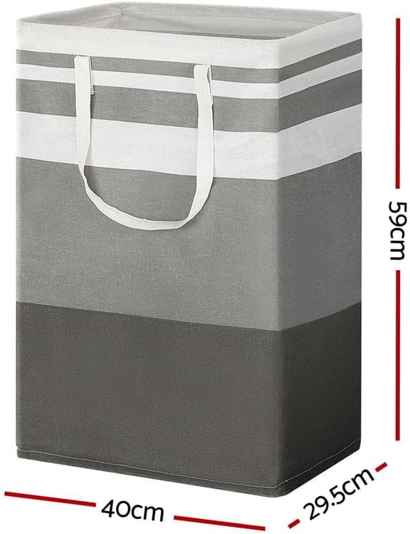 Artiss 2X Laundry Basket Hamper Foldable Washing Clothes Storage Organiser Grey image number 3