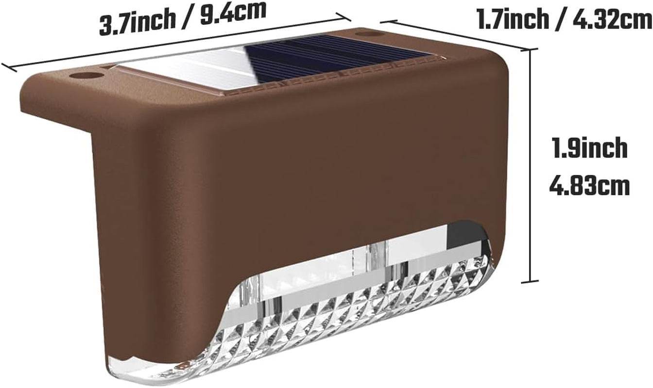 JACKYLED 16 Pack Solar Fence Lights &ndash; Waterproof LED Solar Step Lights Outdoor, Deck Decorative Lighting for Stairs, Fences, Railings, Yards, and Pathways (Brown) image number 4