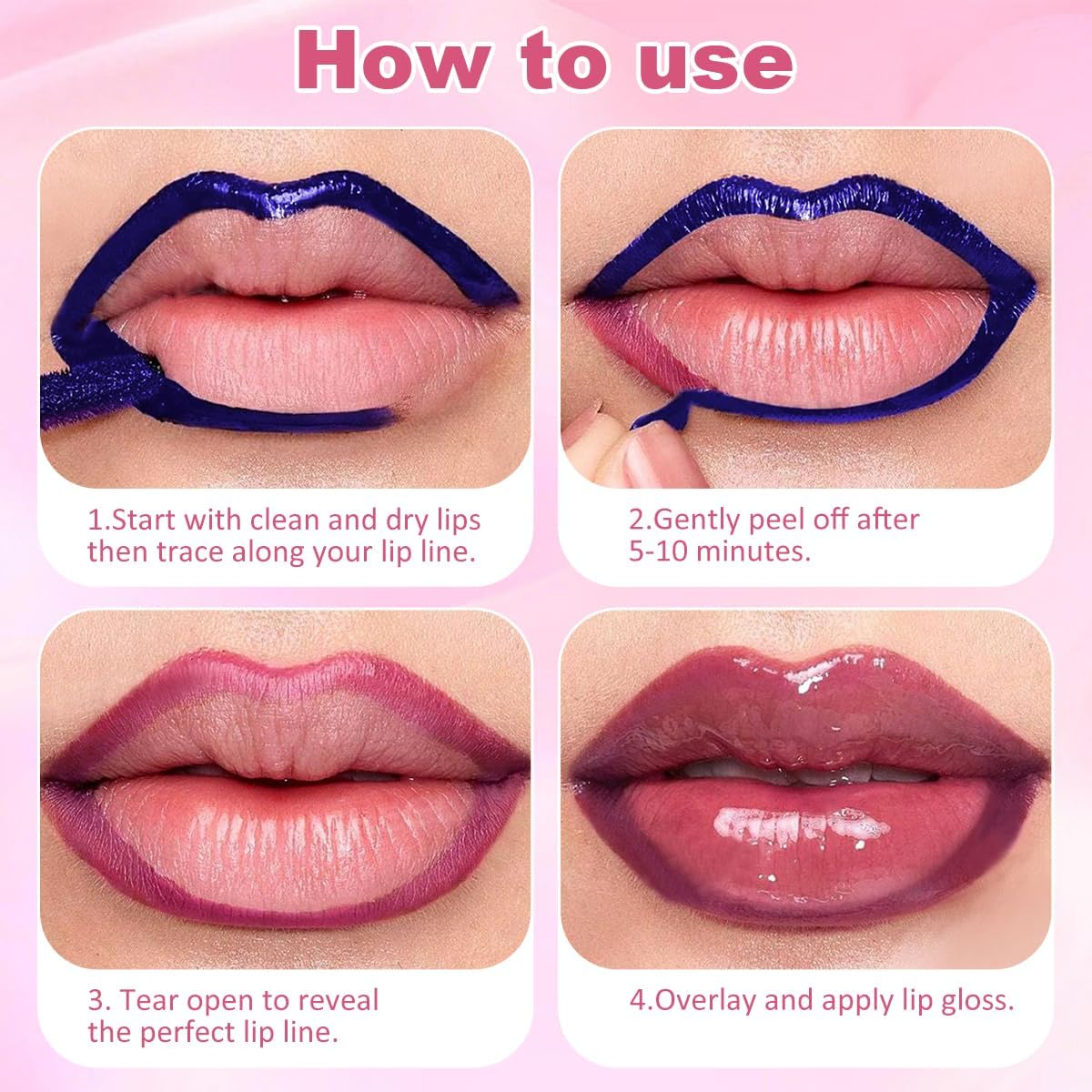 2 in 1 Lip Liner Stain & Lip Gloss Dual-Ended Peel off Lip Tints Stain for Women Girls Makeup Gift,24 Hour Long Lasting Waterproof Detachable Lip Liner Pencil Highly Pigmented Color Finish (01#Berry)