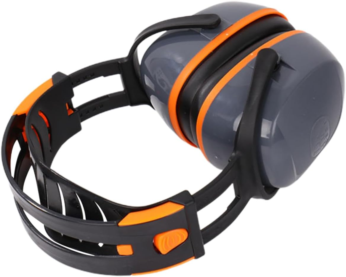 Jojofuny Noise Cancelling Ear Muffs and Professional Stereo Sound Headset, Comfortable Over-Ear Noise Reduction Ear Protection for Studying, Working and Sleeping, Orange-Grey