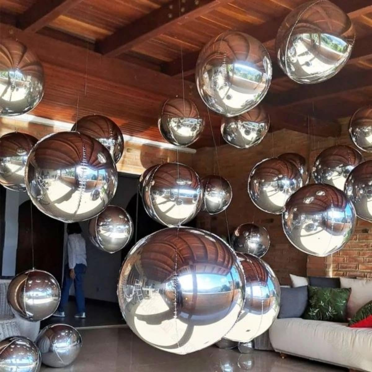 4D Foil Balloons - 22, 15, 10 Inches Silver round Helium Balloons for Baby Shower, Birthday, Party, Decoration, Weddings, Anniversaries image number 6