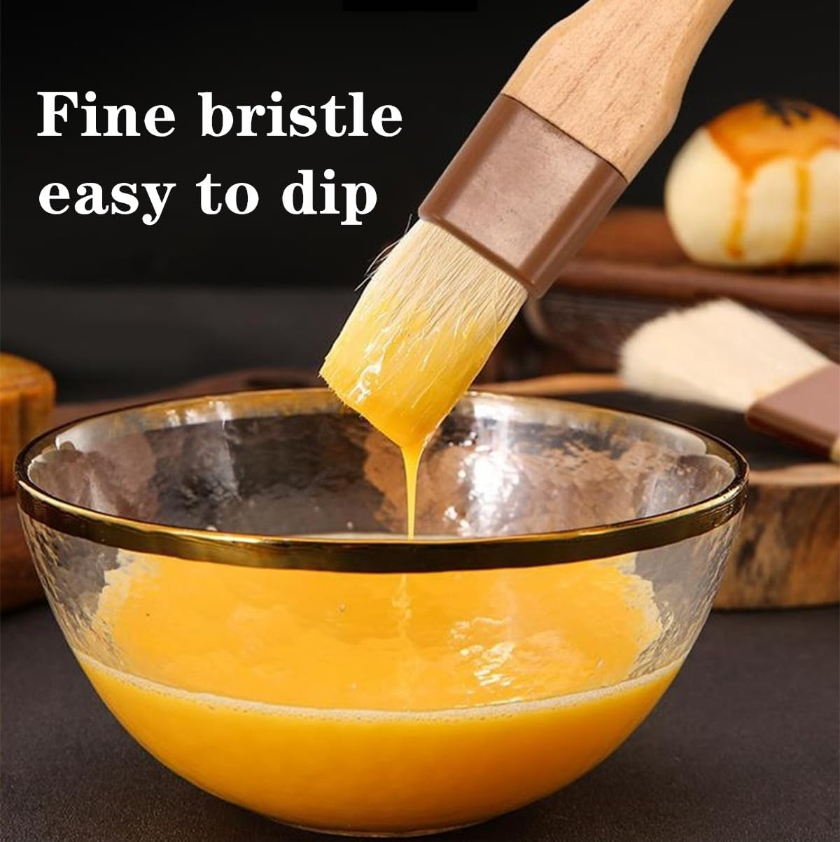 3Pcs Natural Boar Bristle Brushes,Pastry Basting Brushes,For Barbecue,Outdoor Dining,Brush with Oil/Butter/Sauces/Marinades,Clearing the Dust(1Pcs 2 Inch,2Pcs 1Inch) image number 4