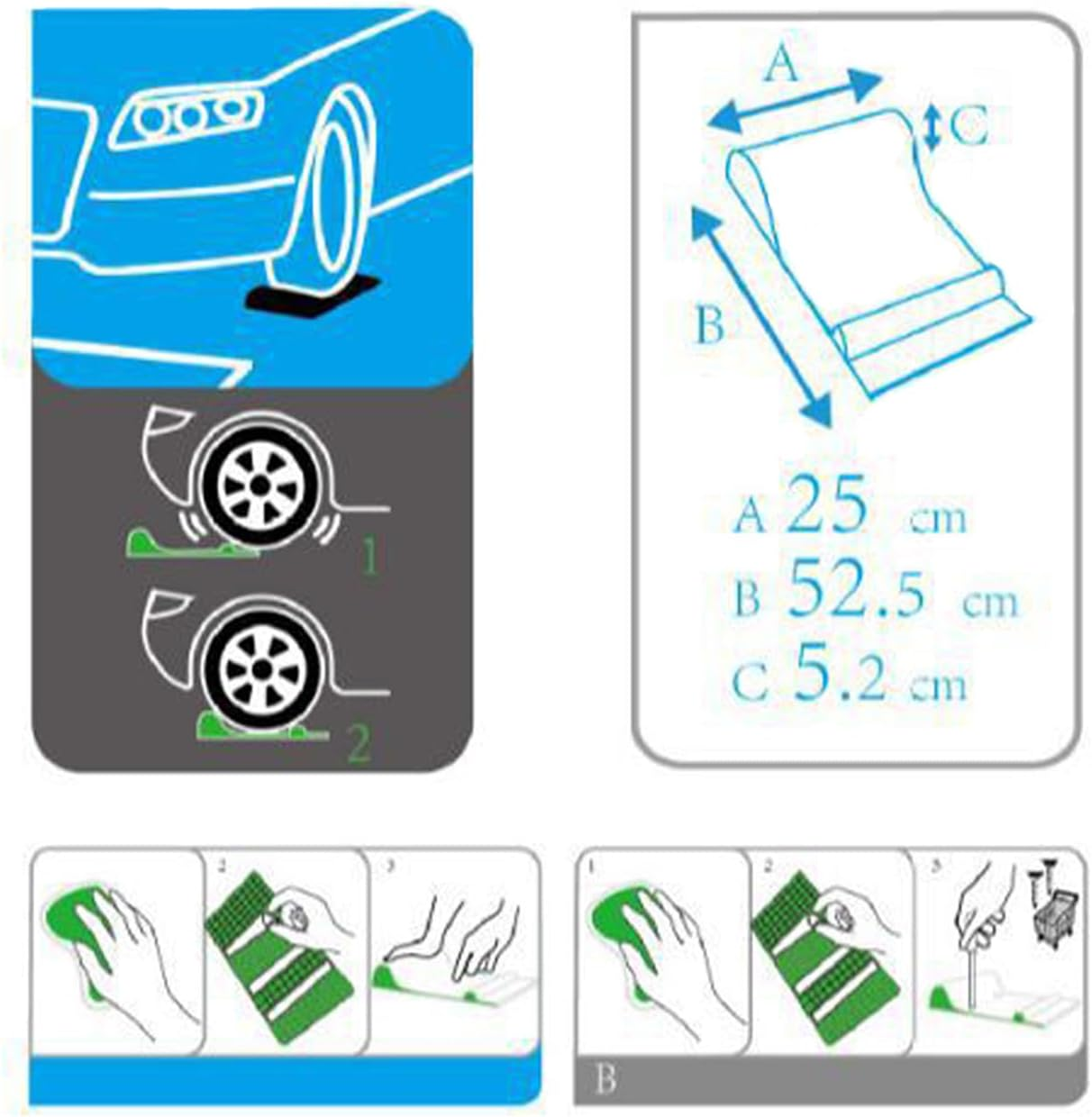 WEZCHUGHAOL Parking Mat,Easy to Install Adhesive， Garage Wheel Stopper Parking Aid,Antiskid Car Safety Park Aid - Gray image number 3