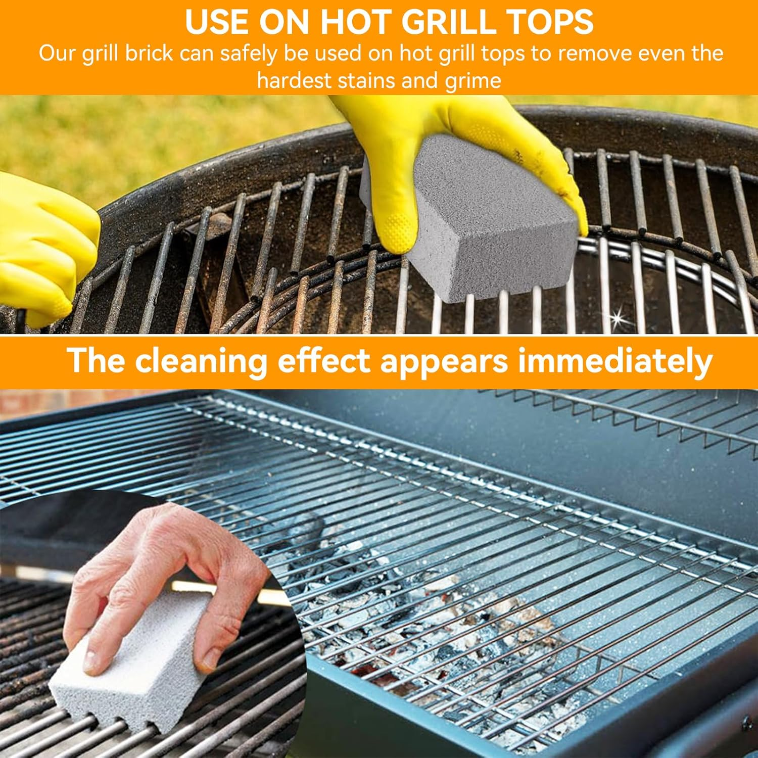 6 Pcs Grill Griddle Cleaning Brick Block, Barbecue Cleaning Stones, No Scratches Reusable Ecological Grill Cleaning Block, Pumice De-Scaling BBQ Block for Remove Grill Barbecue Nets Greases Stains (6) image number 3