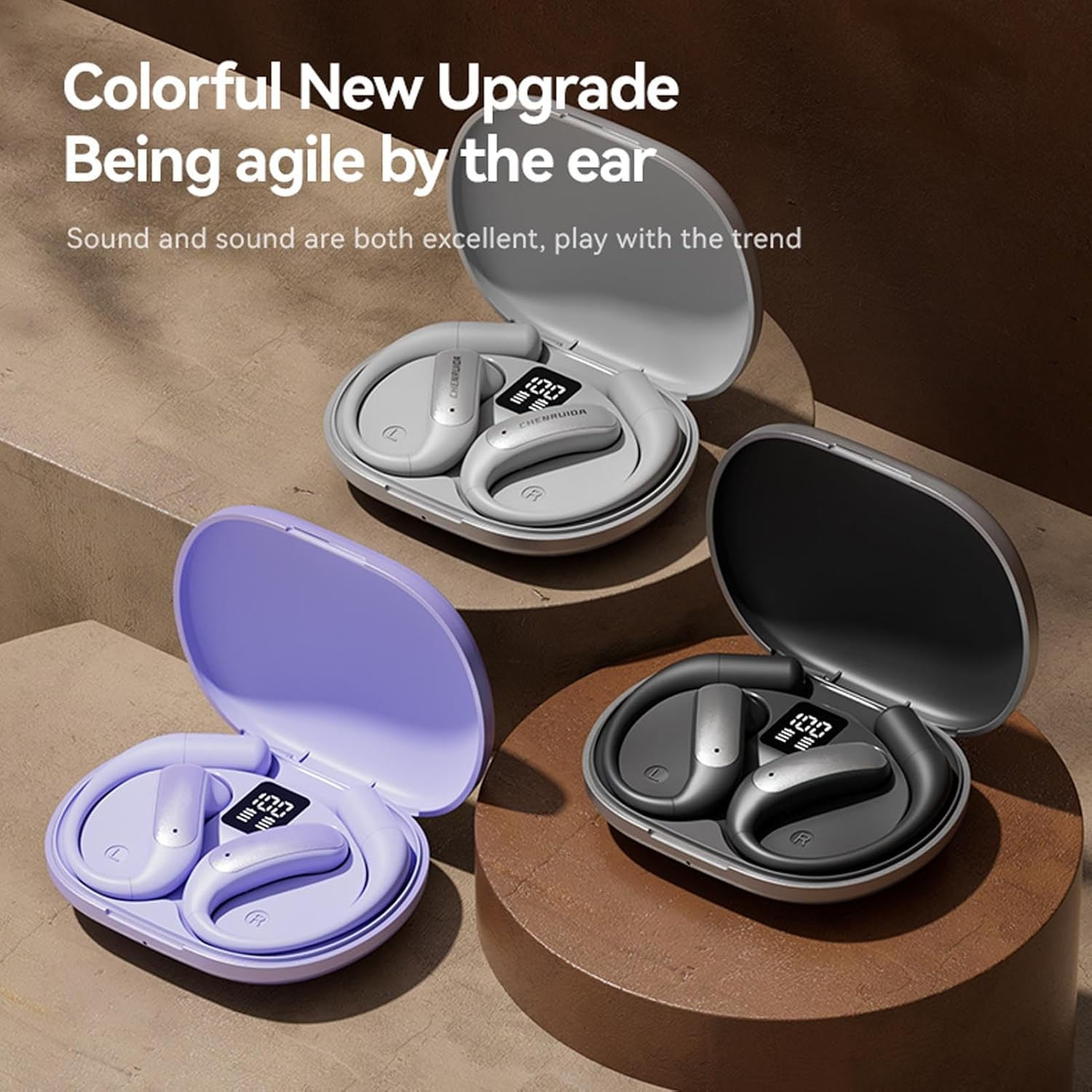 XUMIUZIY AI Real Time Translation Earbuds, 144 Languages Support & Dual Mic Noise Cancelling - Offline Translator Device for Business Meetings and Travel (Black) - Purple image number 2