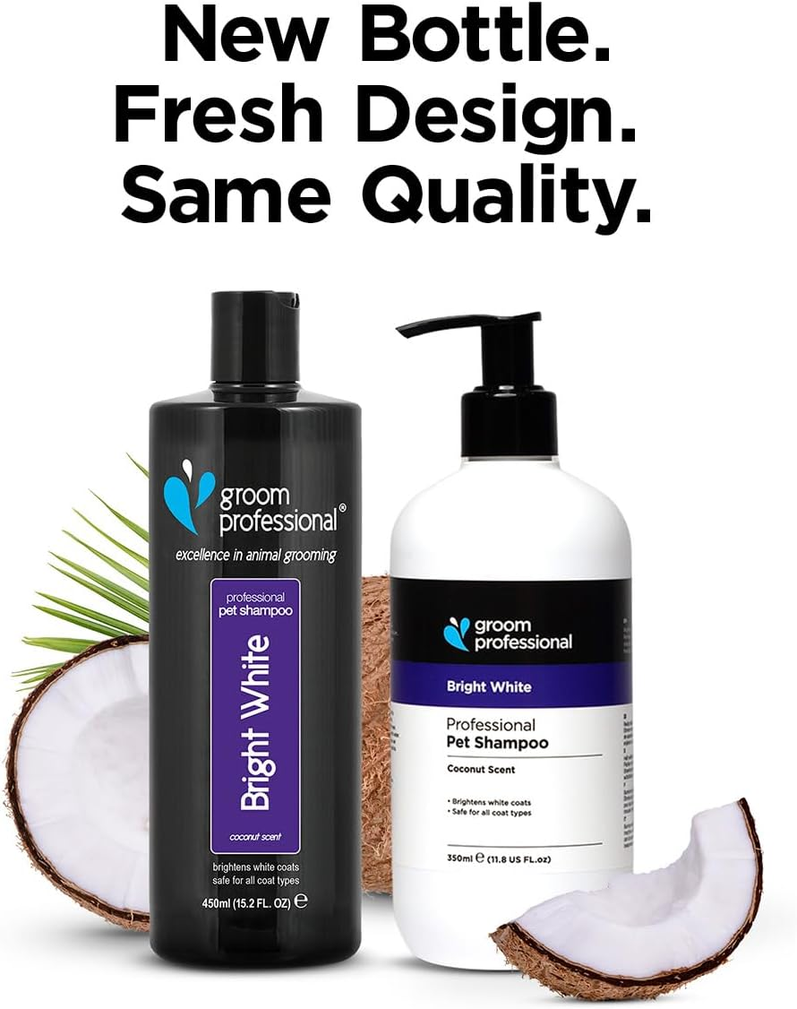 Groom Professional Bright White Dog Shampoo (350Ml) - 10:1 Whitening Concentrate for White Coat, Removes Stains and Yellowing, Cleans Deep, Professional Quality, UK image number 2