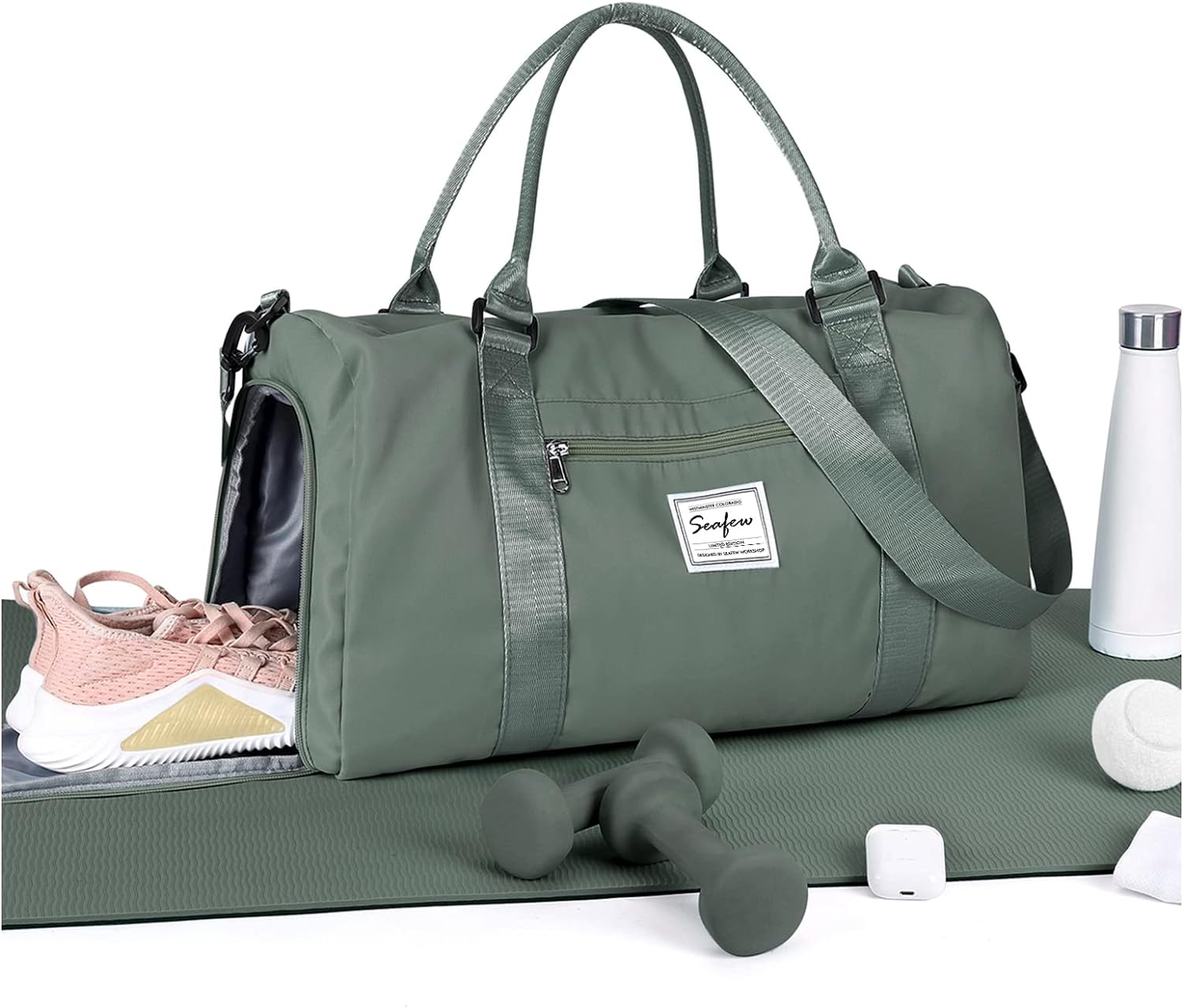 Pakembl Gym Bag Womens Mens with Shoes Compartment and Wet Pocket,Travel Duffel Bag for Women for Plane,Sport Gym Tote Bags Swimming Yoga,Waterproof Weekend Overnight Bag Carry on Bag Holdalls A7