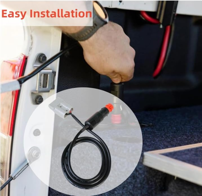 12V 30Cm Anderson Style Plug to Male Car Cigarette Socket Plug 50AMP Anderson Plug Connector,12Awg Cigarette Lighter Extension Cable Adapter Plug image number 5
