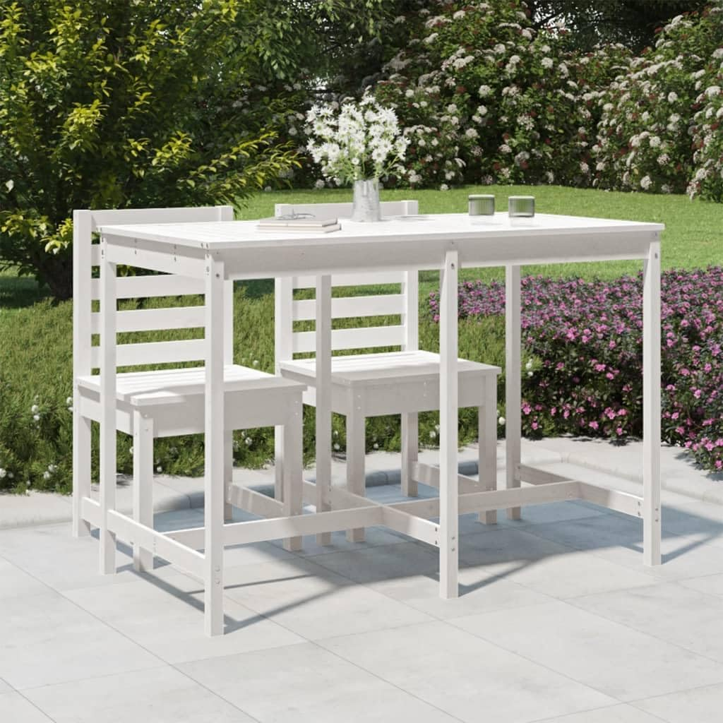 Vidaxl Wooden Garden Table, Ic Outdoor Patio Table, Durable and Solid Pinewood, Classic White Design, Scandinavian Style, Weather Material, 159.5X82.5X110 Cm