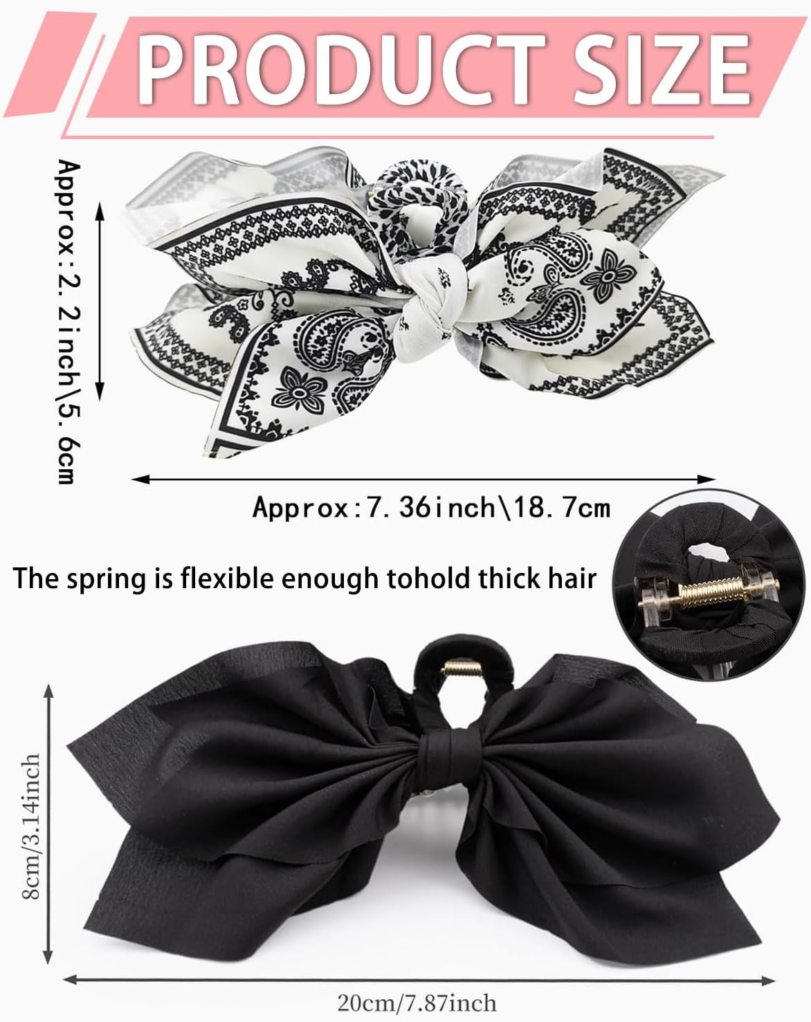 IPNSDON Pack of 2 Large Hair Bands for Women, Fancy Hair Clips, Butterfly Hair Clips, Hair Clips for Thick Hair, Suitable for Girls Hair Bands