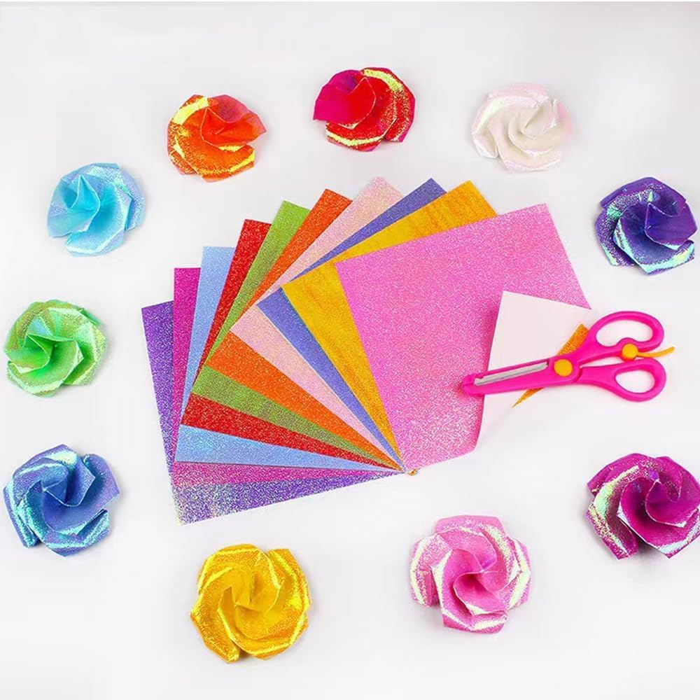 50 Sheets Colorful Glitter Cardstock Paper 10&times;10Cm, Thick Glitter Craft Paper for Scrapbook DIY Art Project Greeting Cards Wedding Birthday Party Decoration 10 Colors image number 2