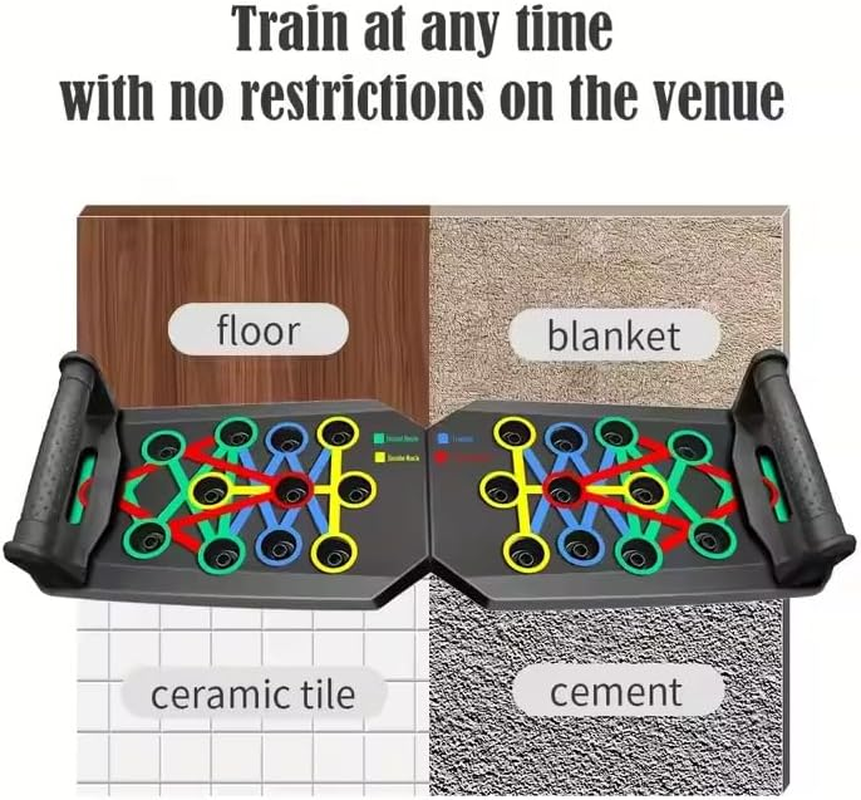 Bushora Push up Board-Push up Board Men- Foldable Portable Exercise Equipment, Multi-Function Strength Training Board for Men and Women image number 1