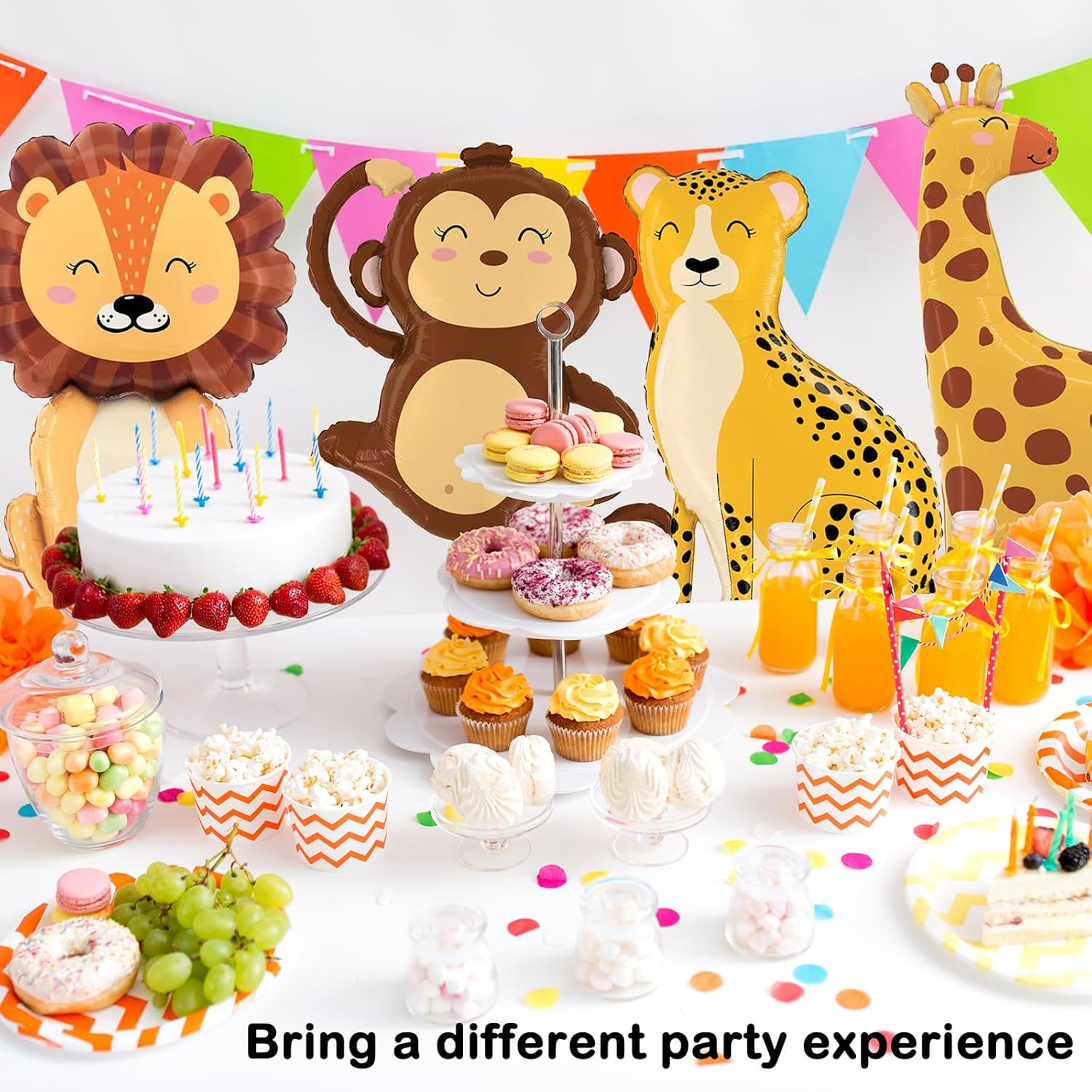 8 Pcs Jungle Safari Animal Balloons, KUAOOAUK Wild One Birthday Zoo Jungle Decoration, Large Giraffe Elephant Lion Foil Balloons for Kids Boys Jungle Theme Birthday Decorations Baby Shower Supplies image number 6