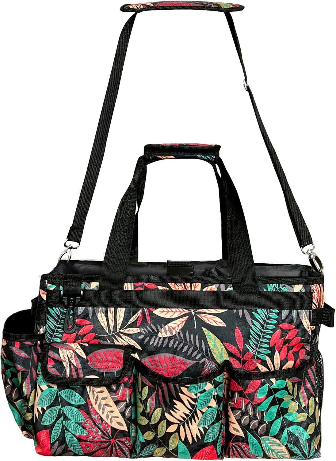 DCY BLUE Cleaning Caddy Organizer with Handle - Large Caddy Bag for House, Car, and Bathroom Cleaning Supplies, Housekeeping Handbag with Adjustable Shoulder Straps (Red) - Black image number 3