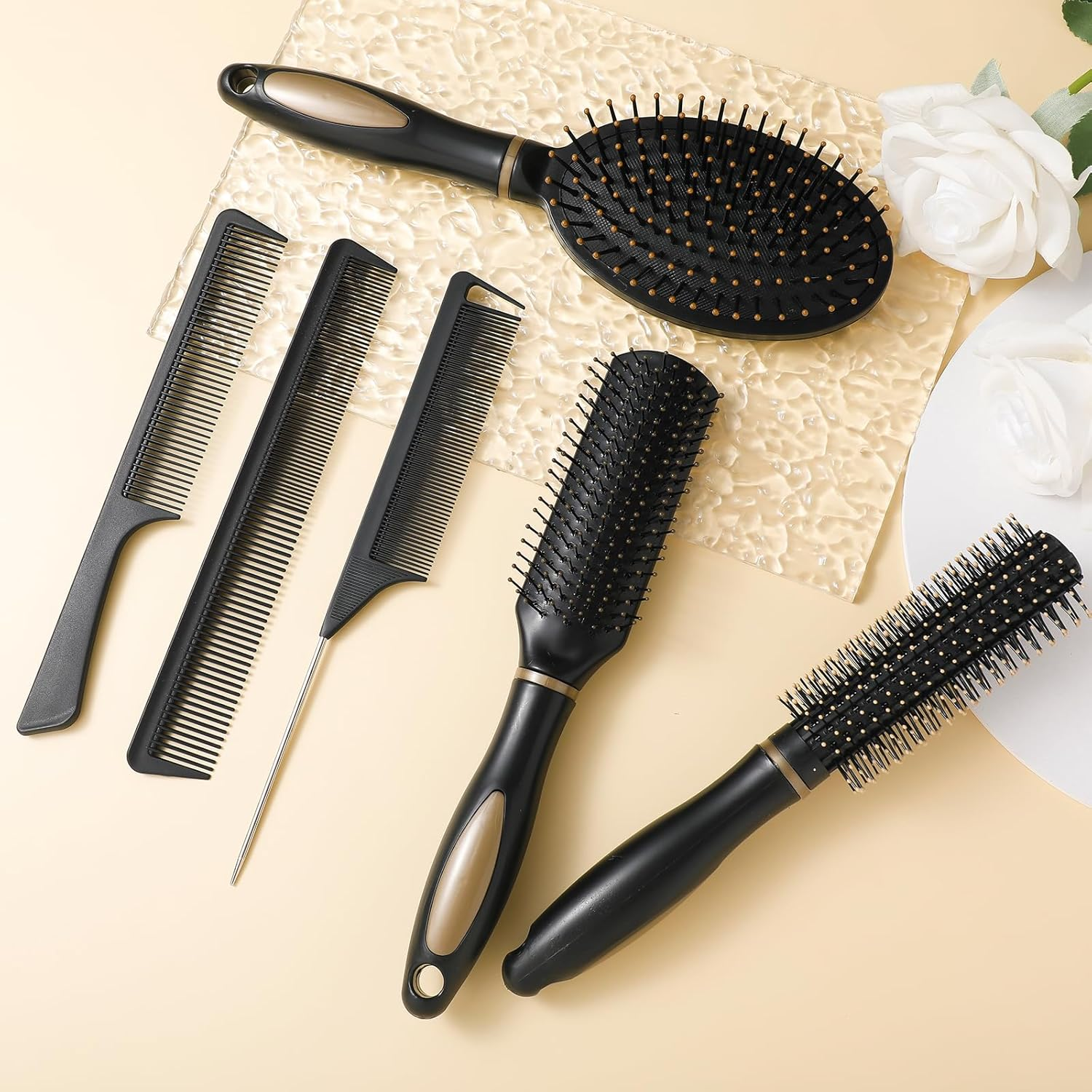 6 Piece Hair Brush Set, Massage Combs Multiple Styles Brush Hair for Women Men Home Use Travel image number 2
