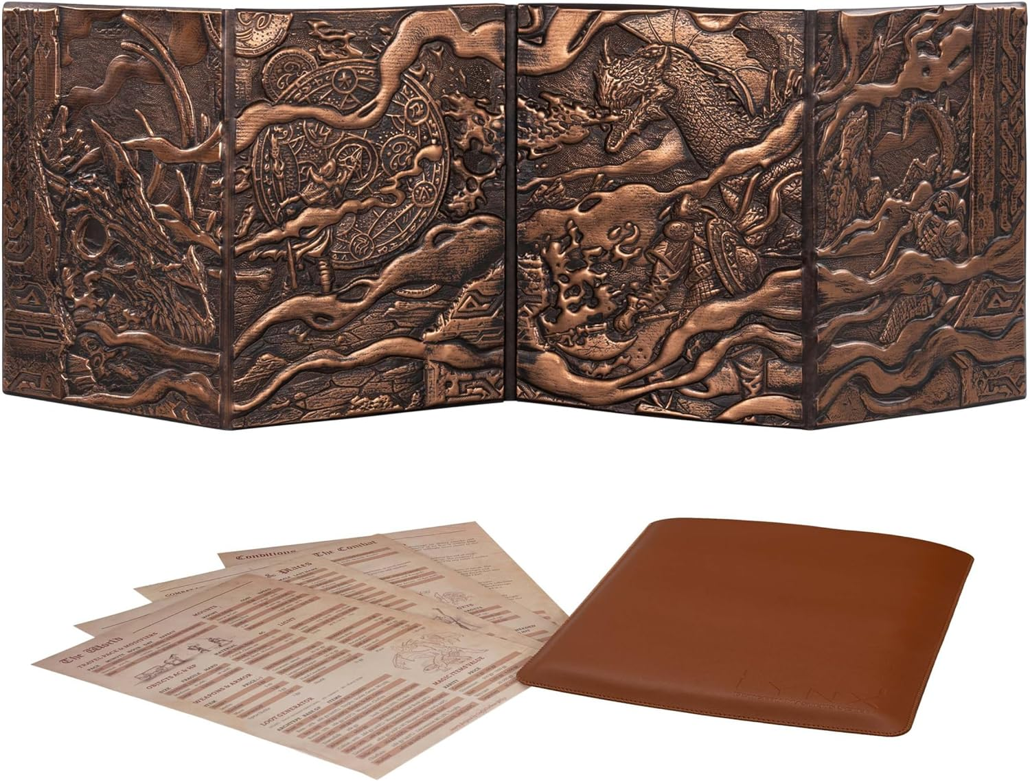 Lynx DND DM Screen 5E - D&D Dungeon Master 3D Faux Leather with Customizable Inserts Dungeons and Dragons GM / Game Accessories Gift for Man or Woman. Hide Your Dice Rolls, Maps & Books. image number 5