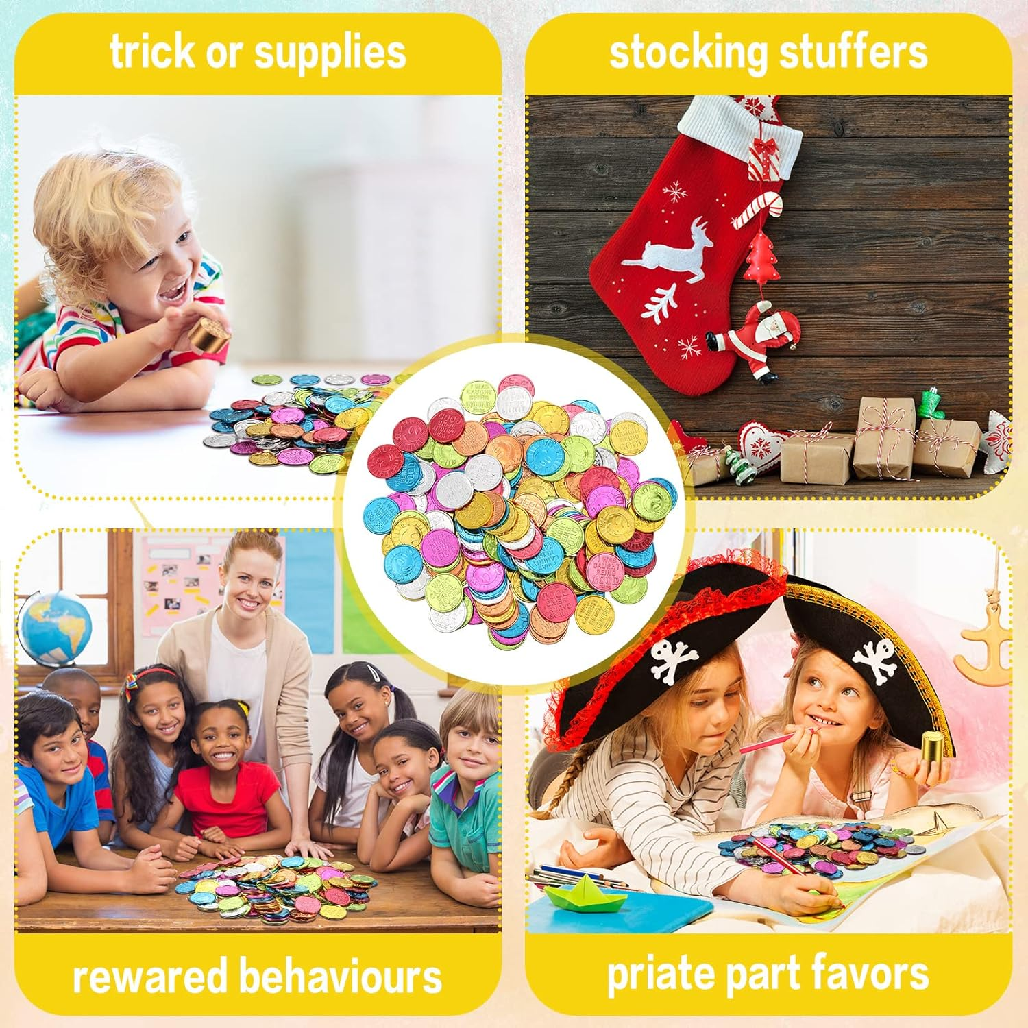 Jerify 500 Pcs Behavior Tokens for Kids Plastic Coins I Was Caught Being Good Incentive Fake Kindness Coins Colored Behavior Coin Pretend Coin for Kids Reward Party Play Counting (Smile Face) image number 6