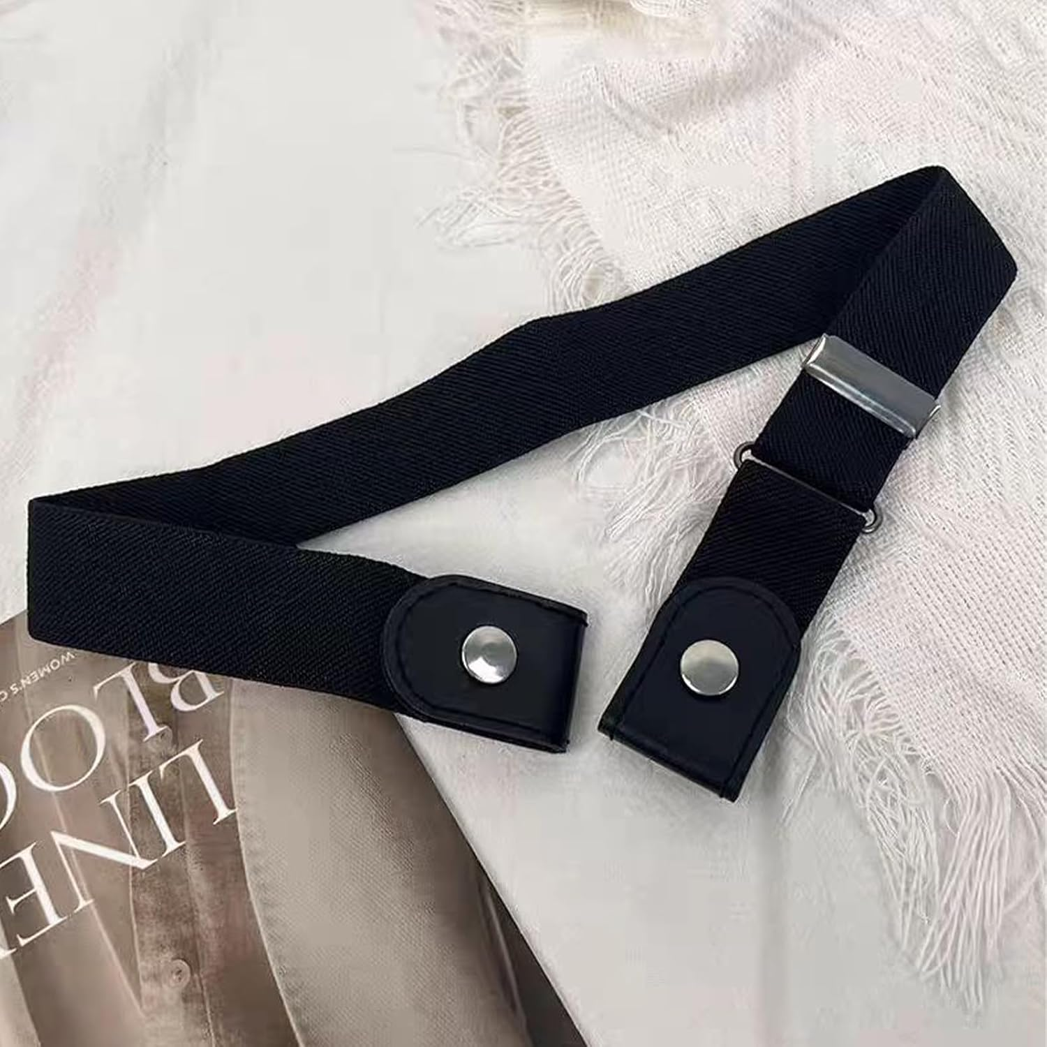 Xolixorium No Buckle Belt Elastic Waistband for Women Men Adjustable Stretch Belt with Secure Comfort for Pants Jeans and Belt Women Use image number 4