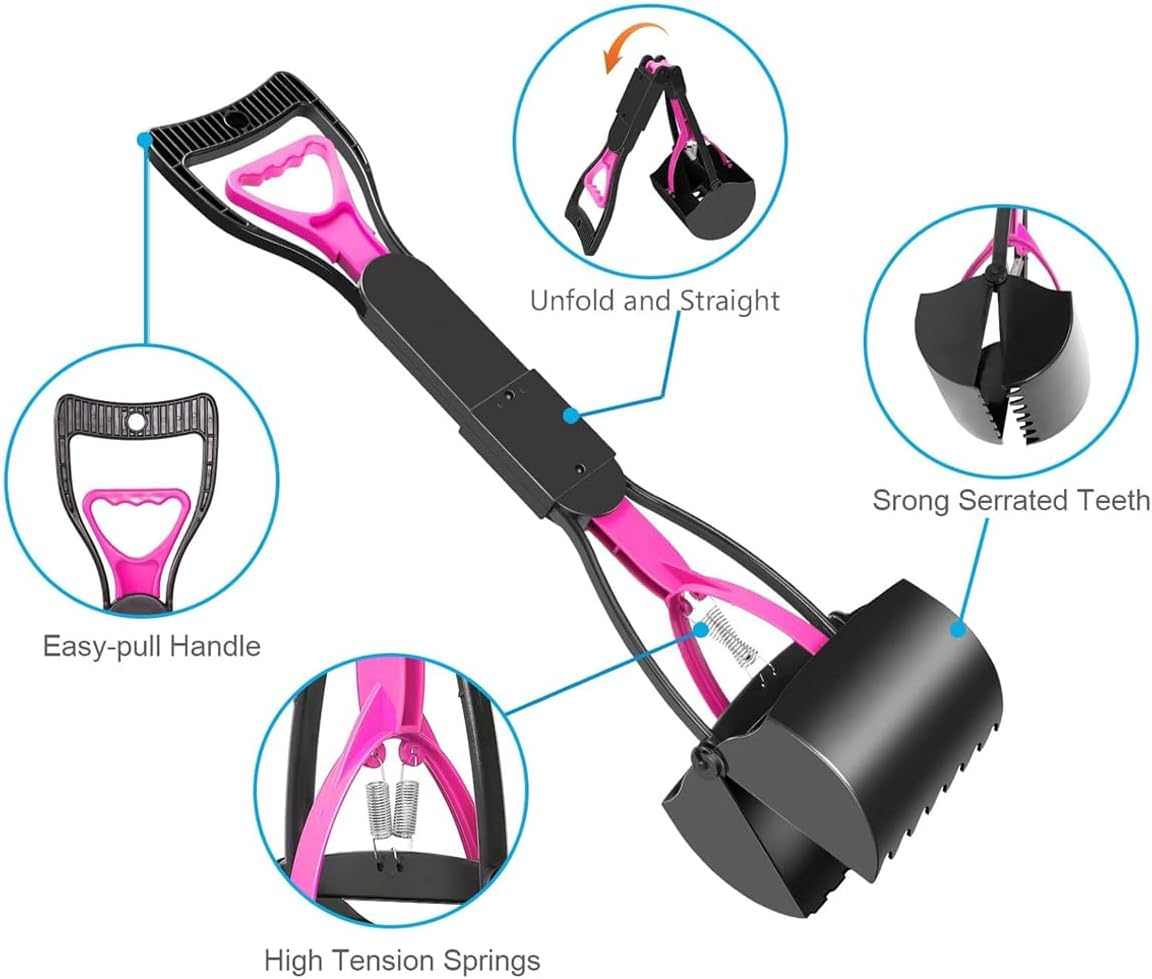 AIMALL Long Handle Pet Toilet Picker Dog Toilet Clip, 23.6 Inches Pet Waste Picker, Ergonomic ABS Handle, Double Spring Design for Easy Dog Poop Cleaning image number 6